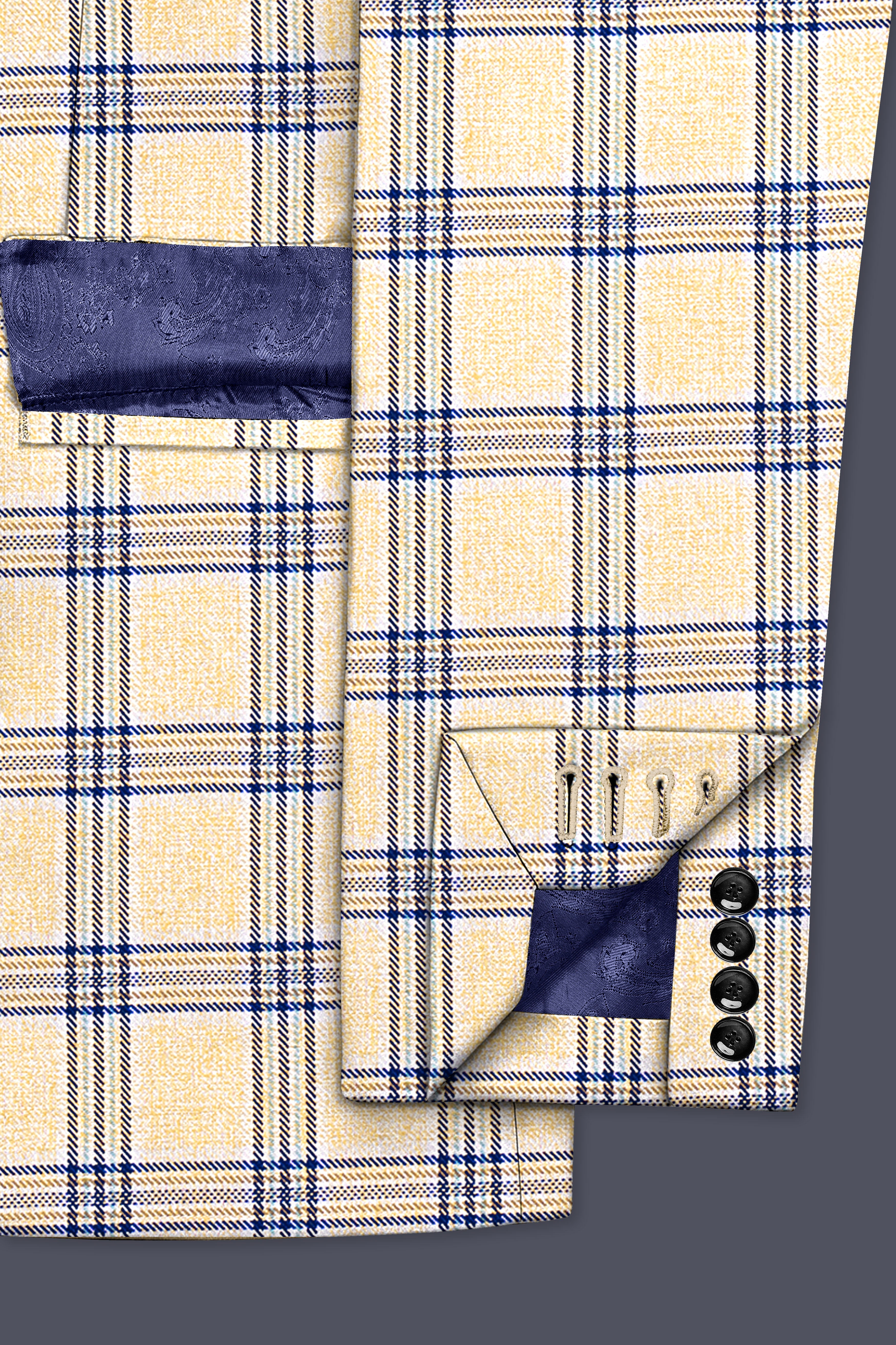 Coriander Light Brown with Rhino Blue Plaid Single Breasted Suit
