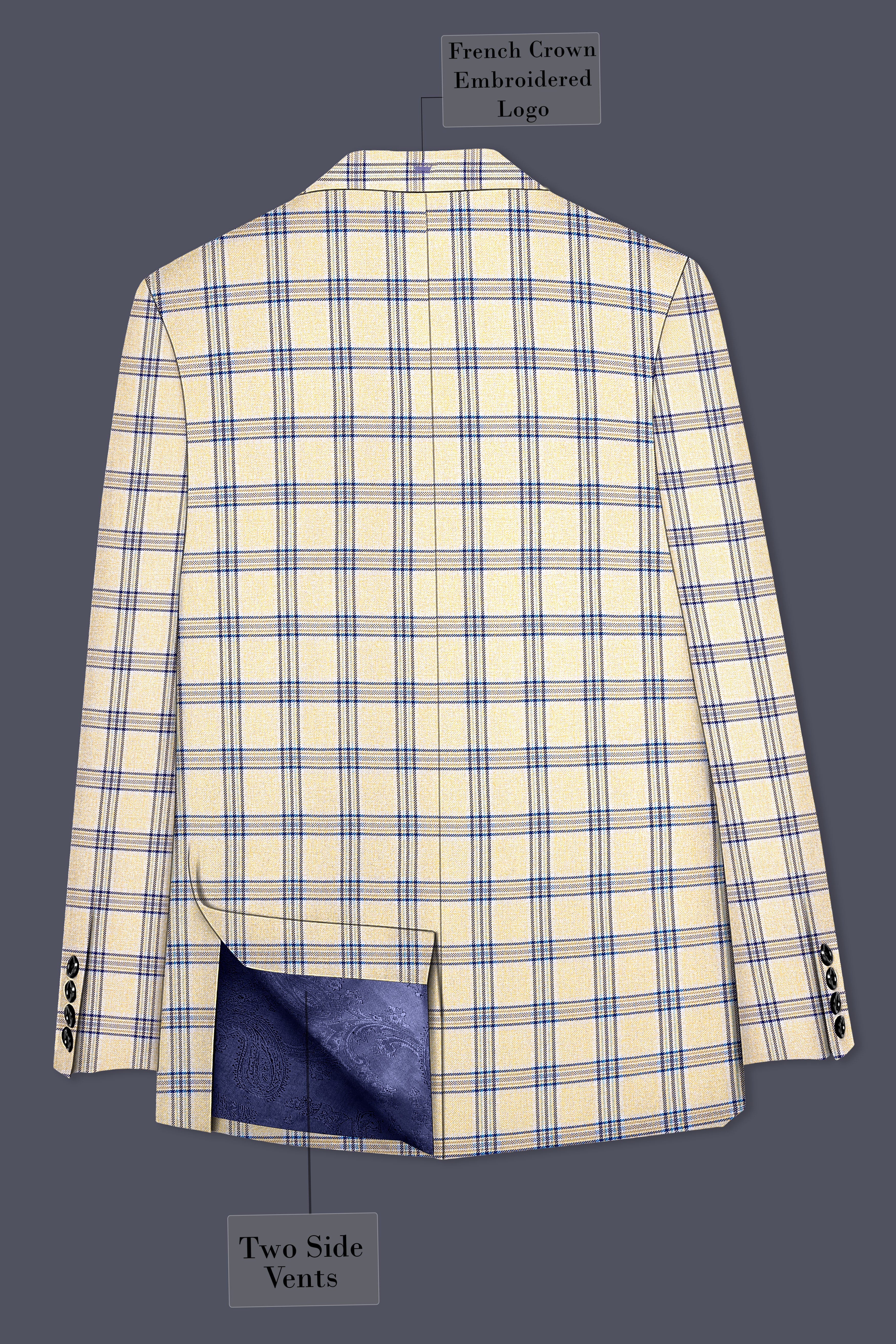 Coriander Light Brown with Rhino Blue Plaid Single Breasted Suit