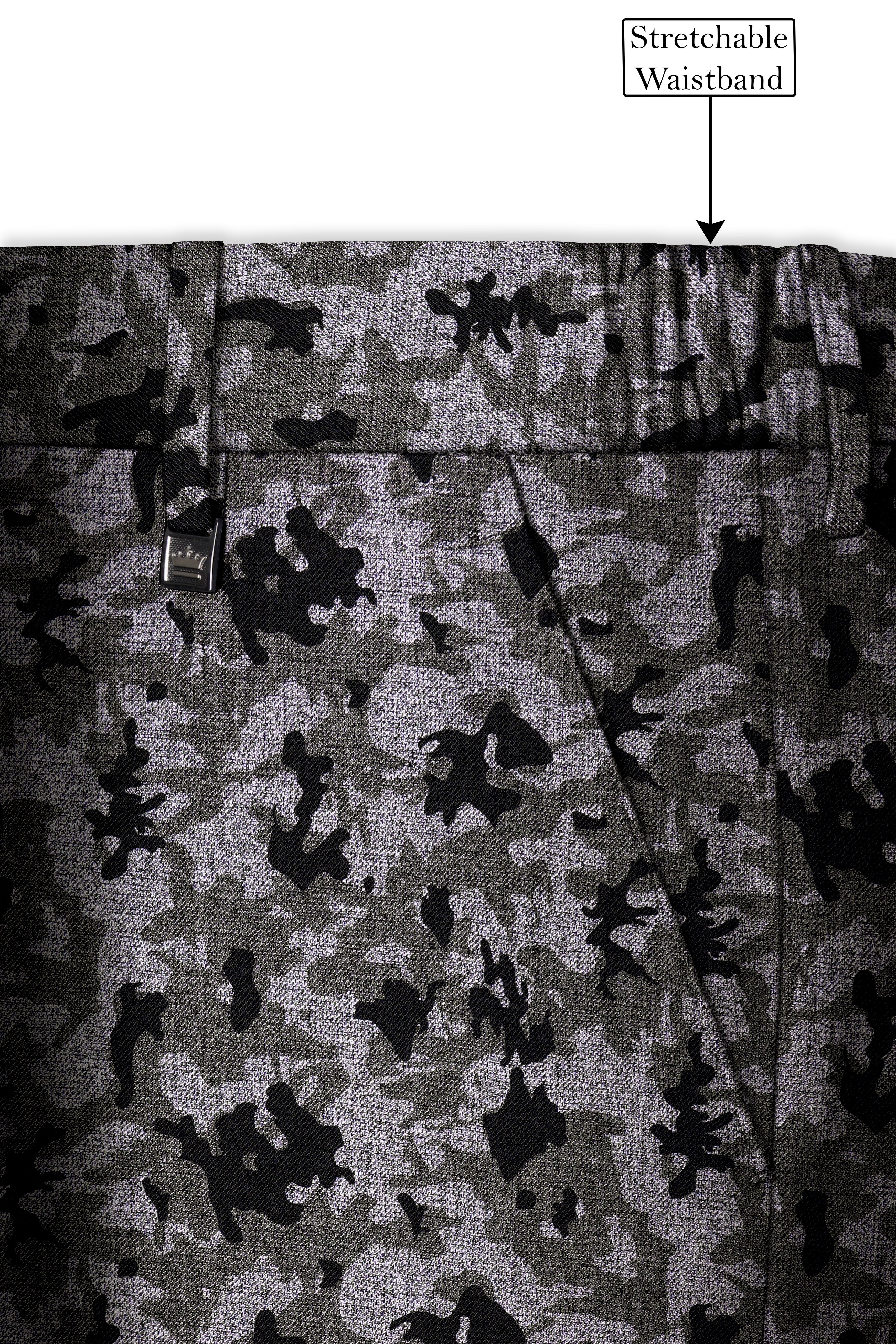 Merlin Green with Scorpion Gray Chintz Printed Bandhgala Designer Suit