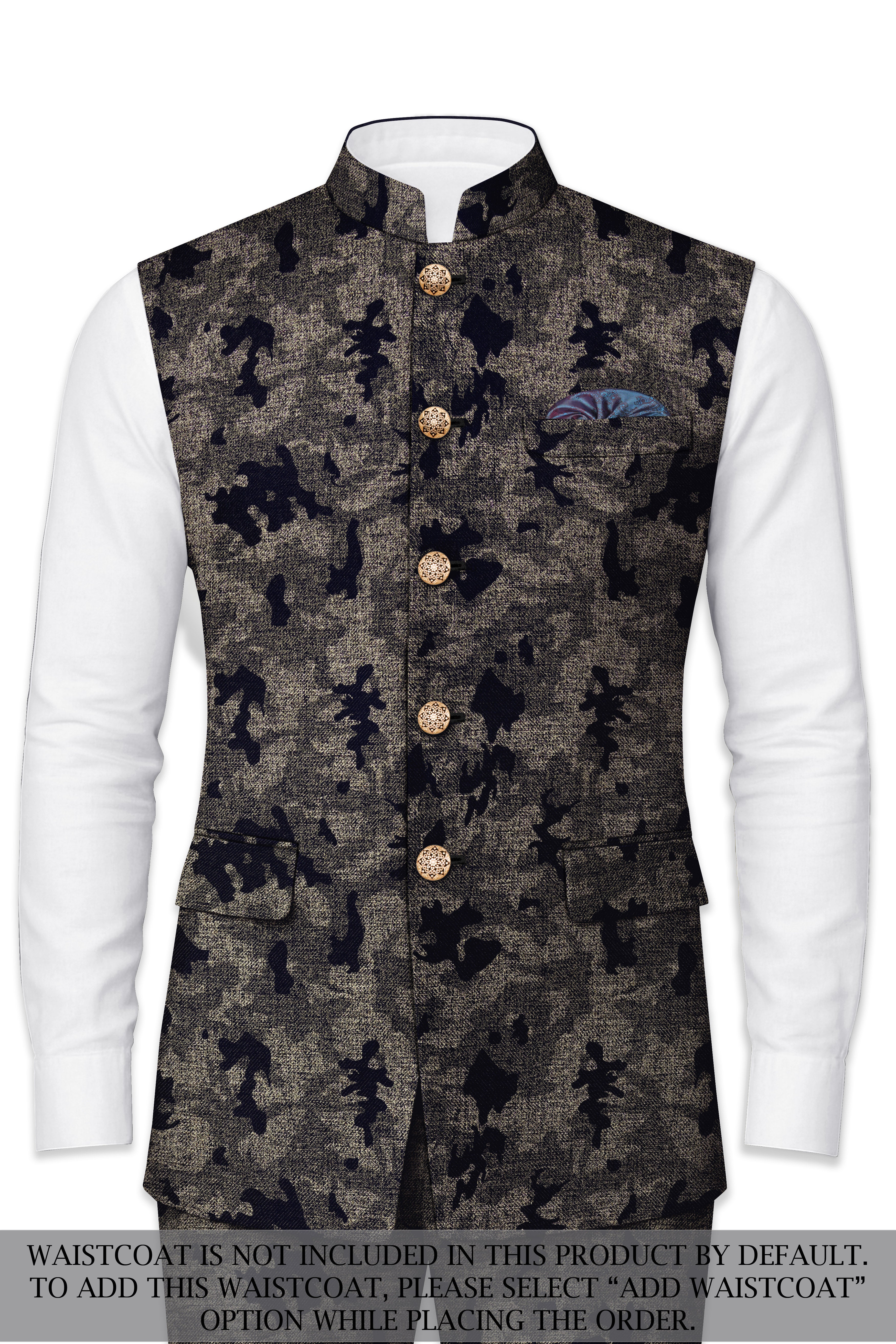 Tundora Brown with Jade Black Ditsy Textured Designer Tuxedo Suit