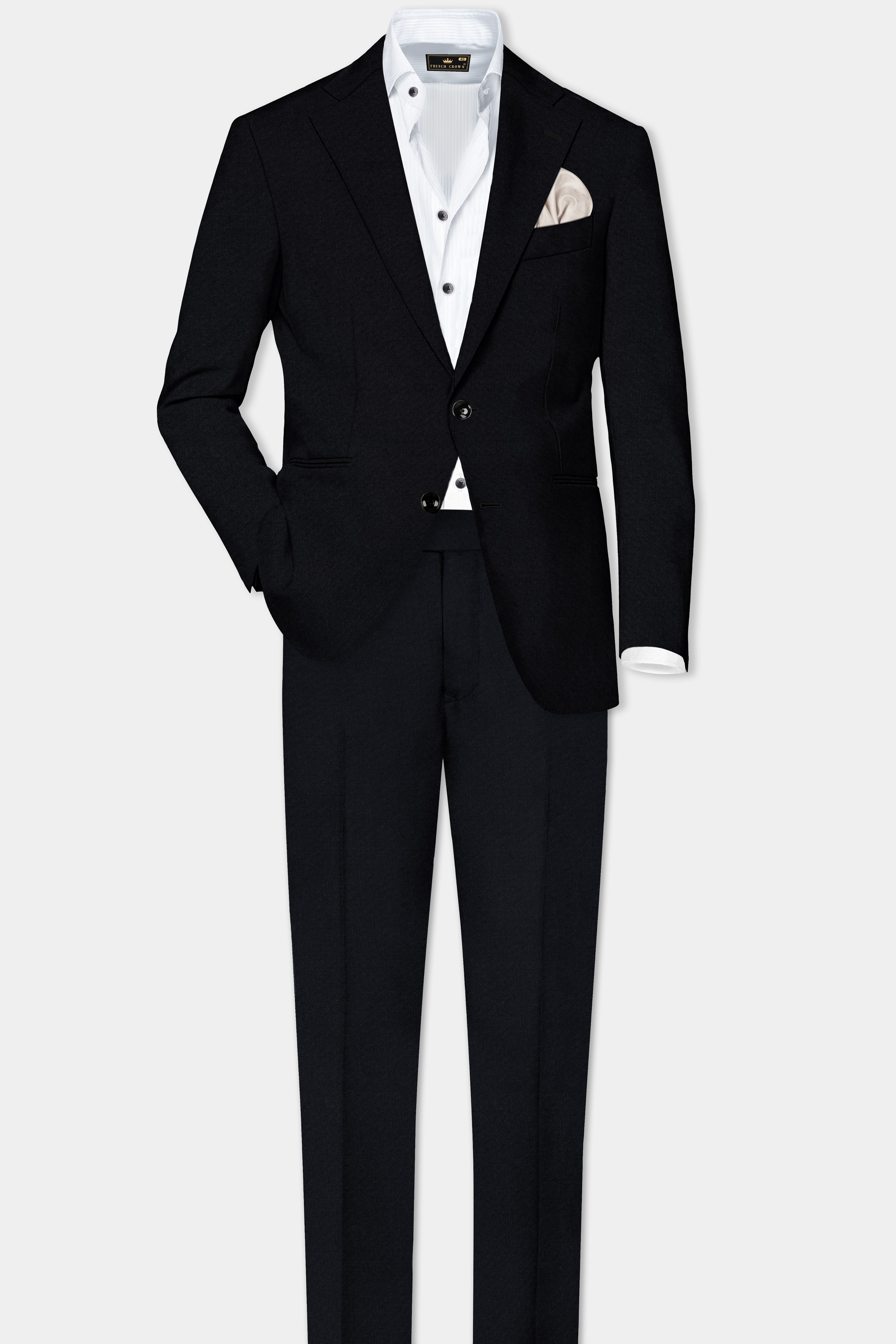 Jade Black Subtle Sheen Slight Stretch Performance Suit