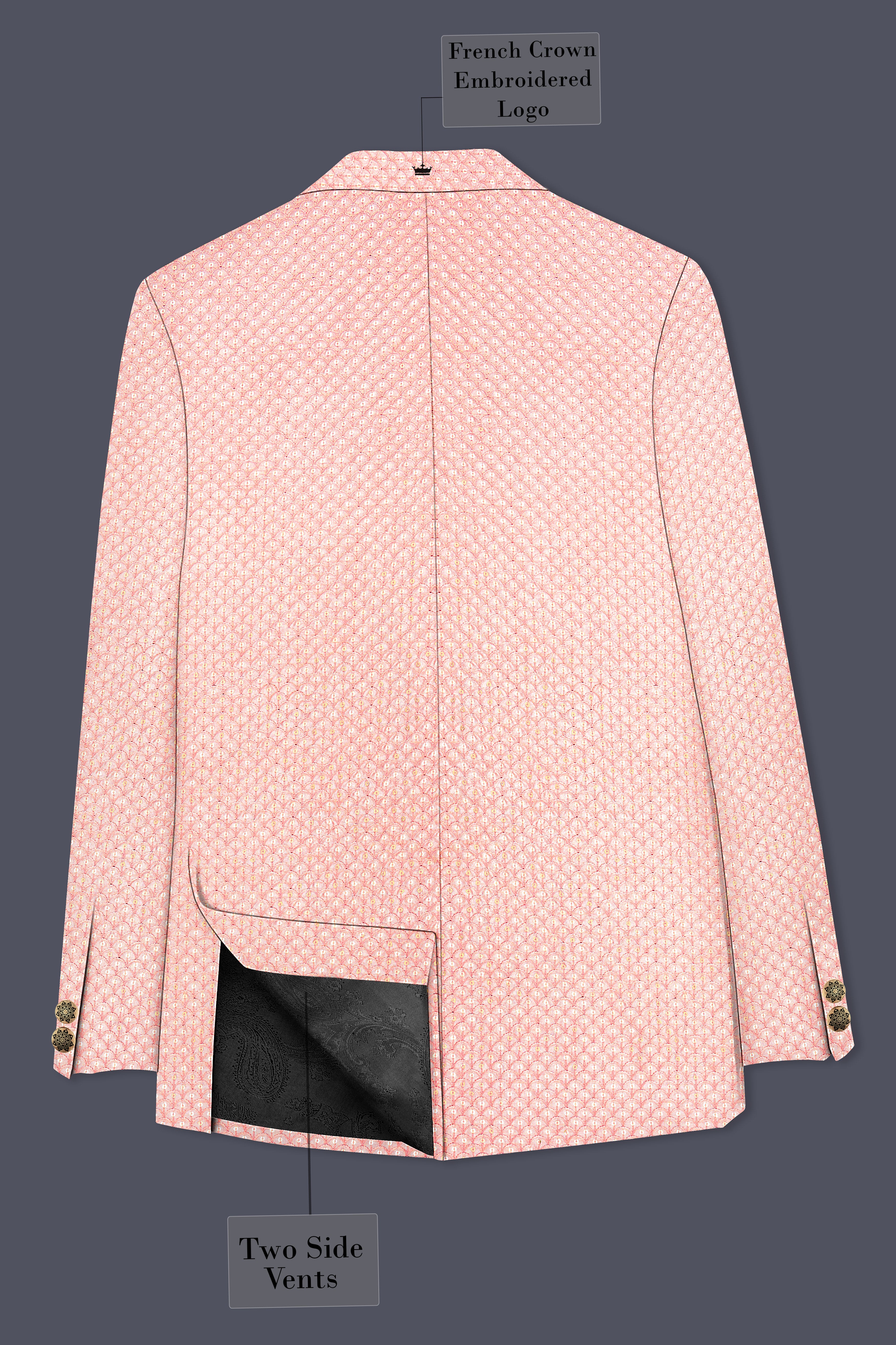 Pastel Pink Cotton Thread Heavy Embroidered Bandhgala Designer Suit