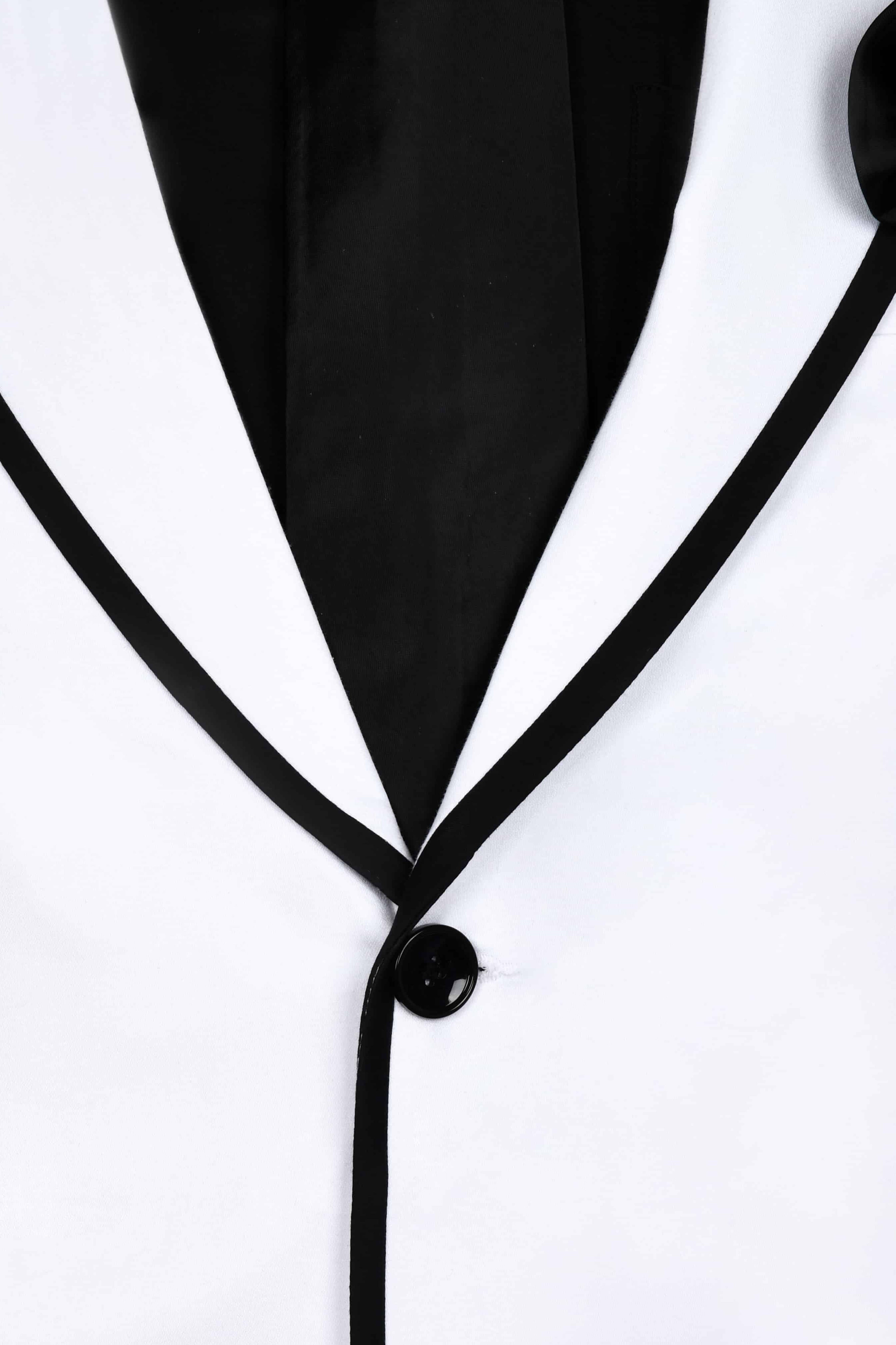 White with Black Border Patterned Premium Cotton suit