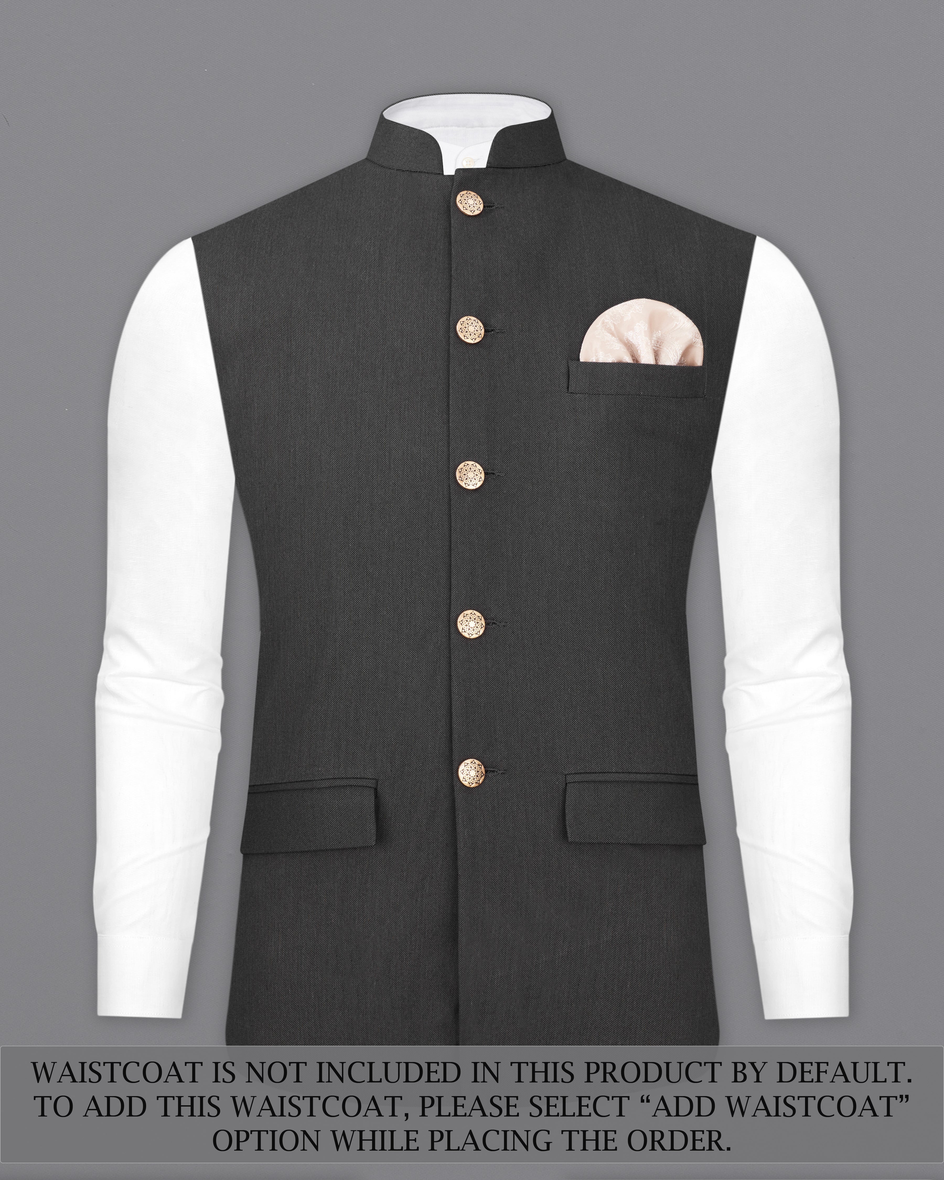 Charcoal Gray Premium Cotton Bandhgala Suit