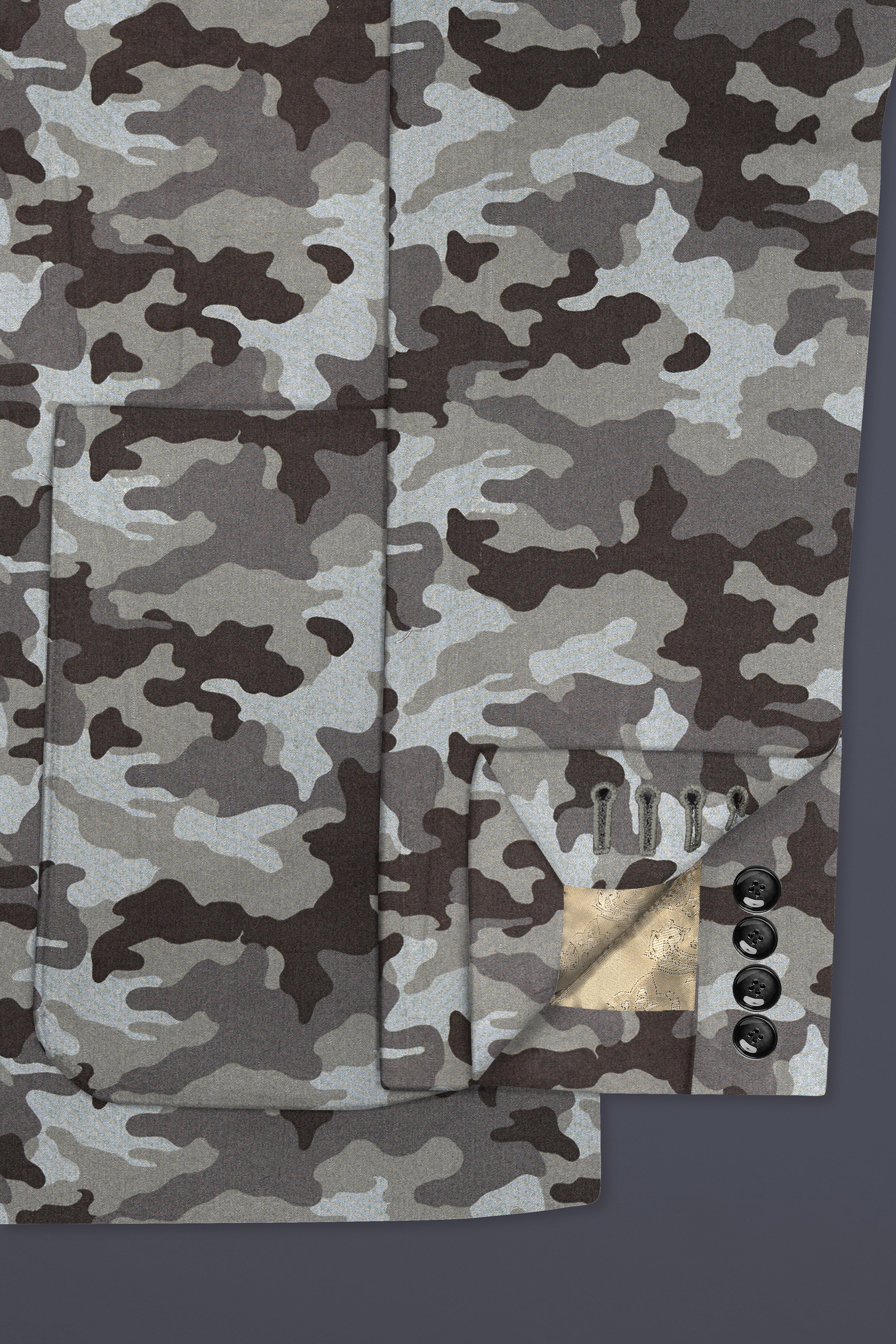 Gravel Gray with Iridium Brown Camouflage Premium Cotton Designer Sports Suit