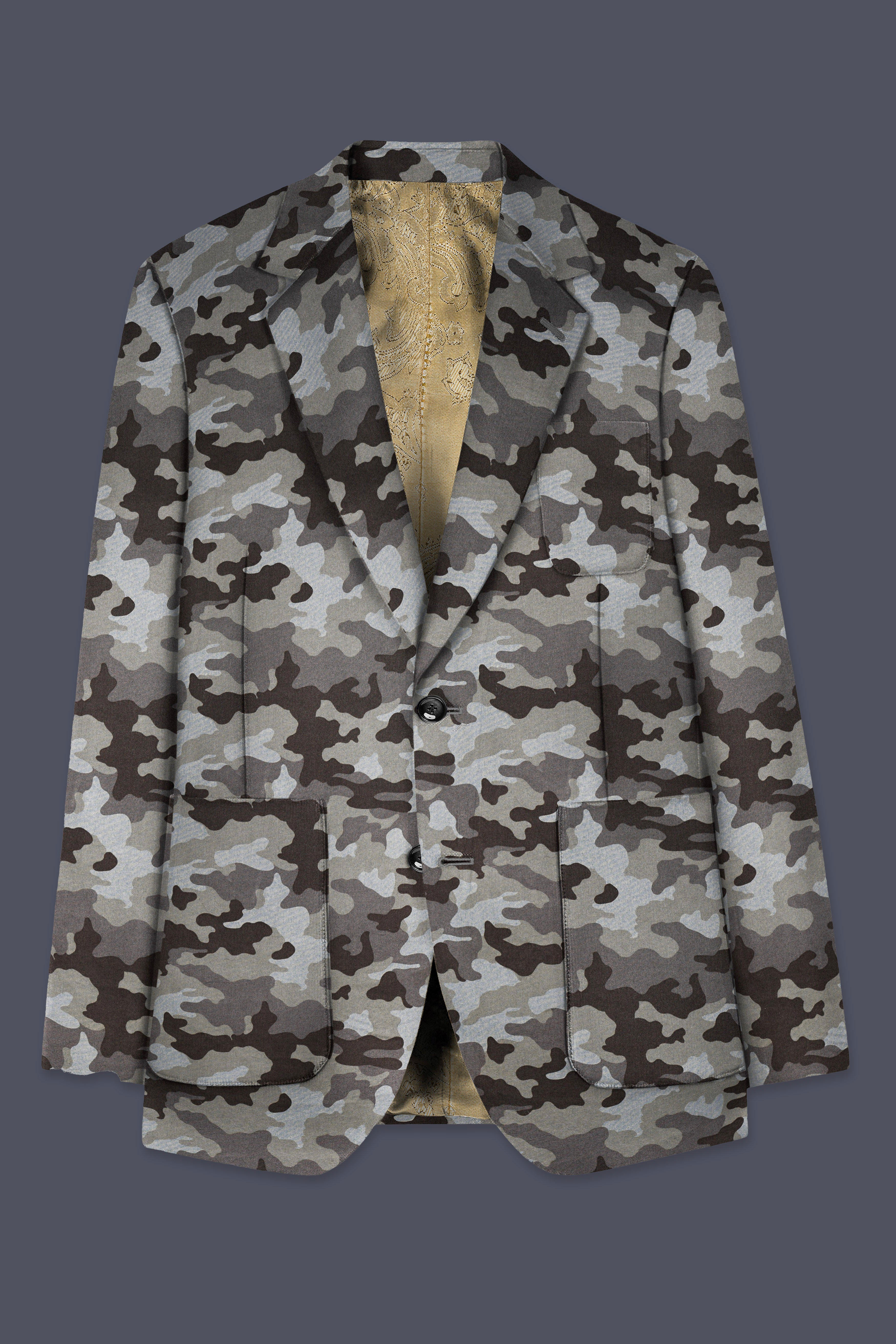 Gravel Gray with Iridium Brown Camouflage Premium Cotton Designer Sports Suit