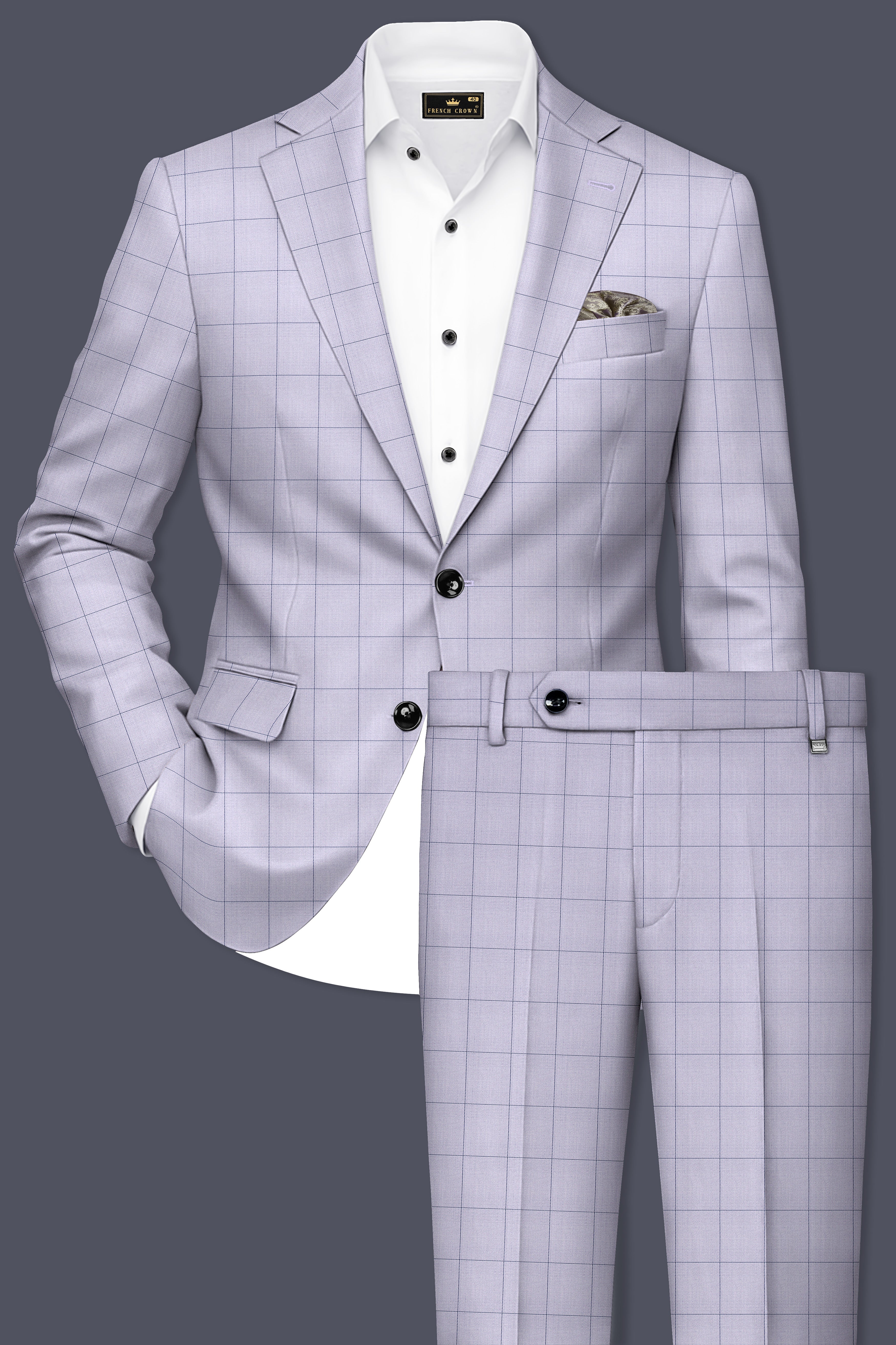 Regent Gray Windowpane Single Breasted Suit