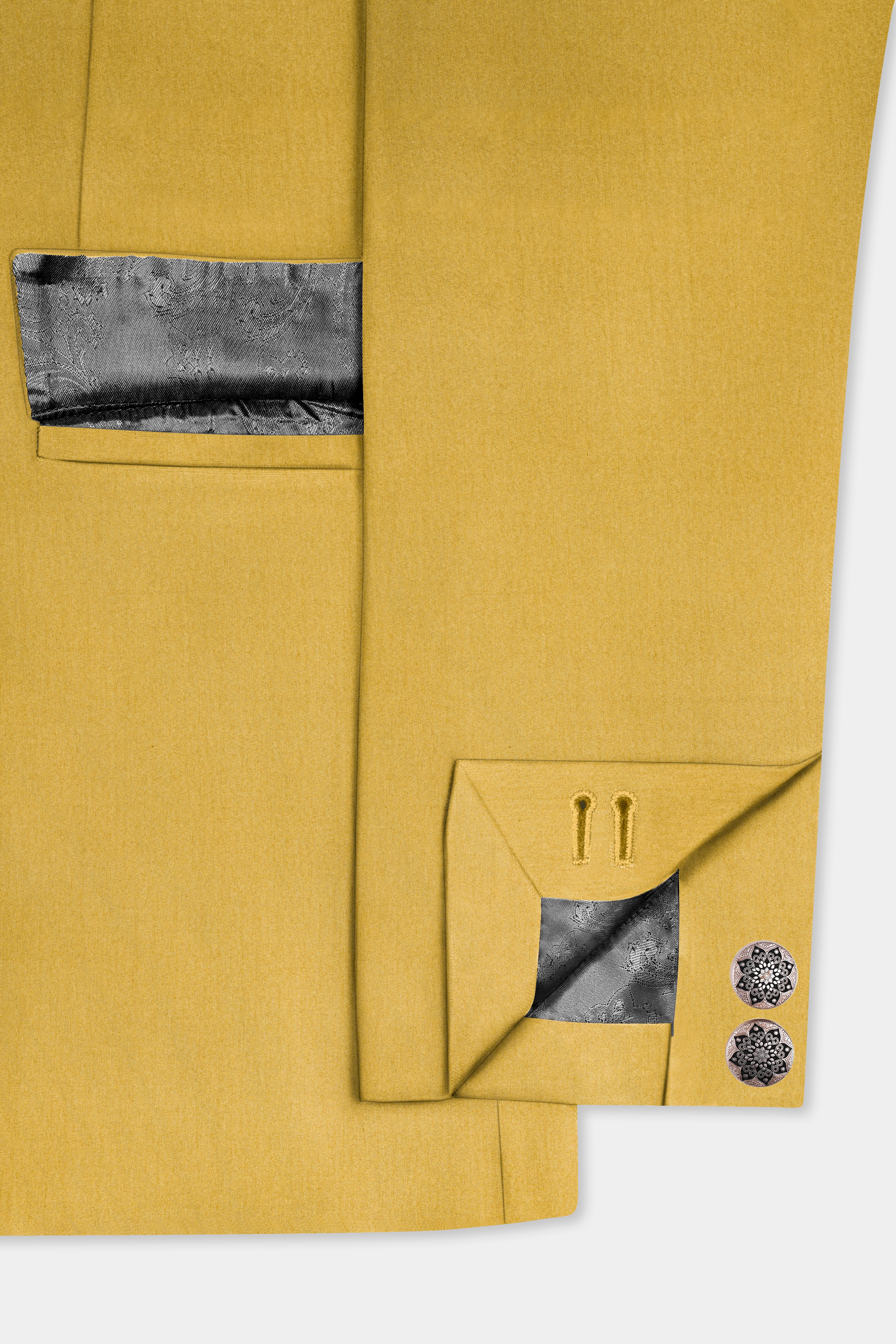 Sycamore Yellow Premium Cotton Cross Placket Bandhgala Suit