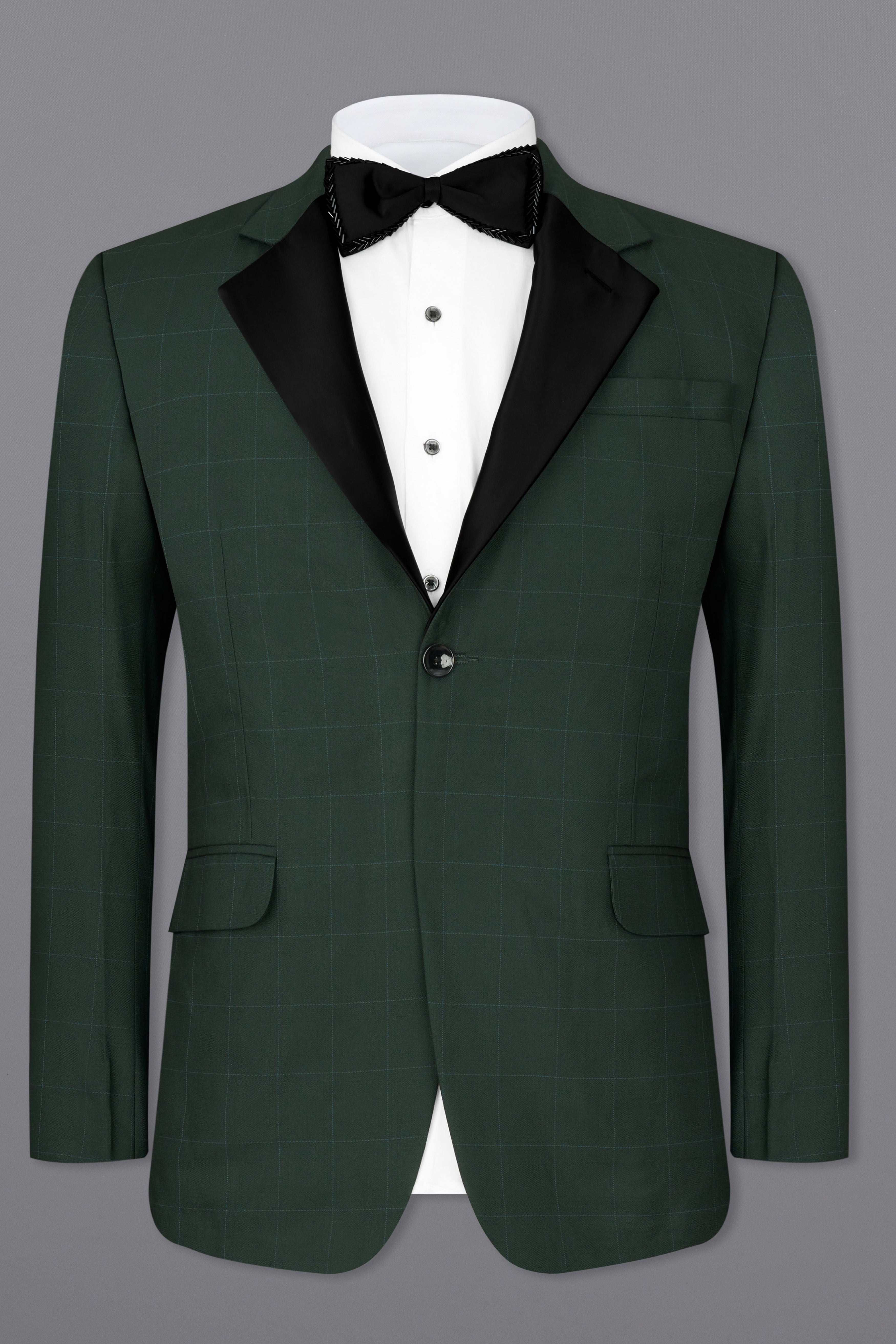 Gunmetal Green Subtle Windowpane Tuxedo Suit