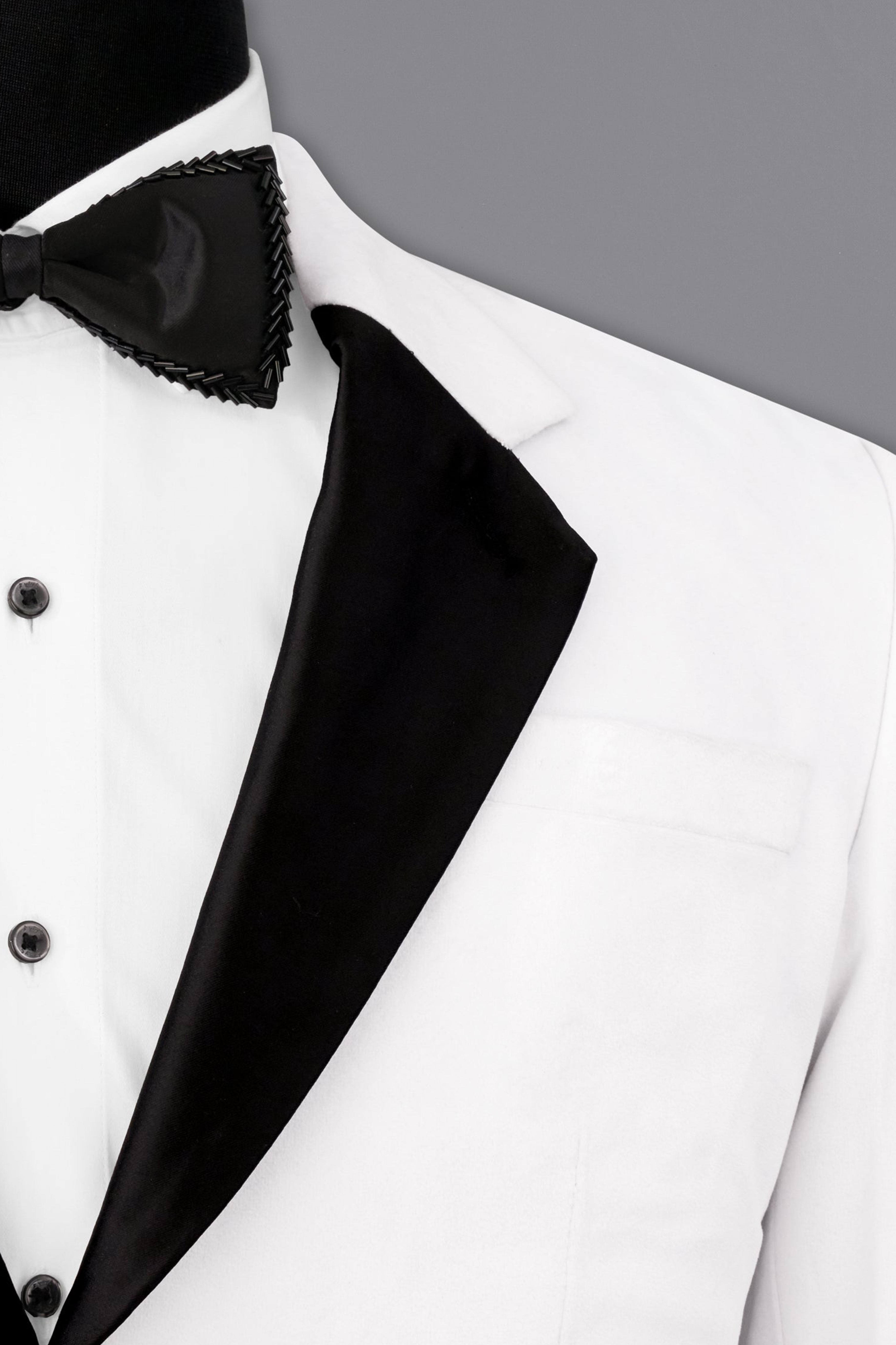 Bright White Single Breasted Premium Velvet Designer Suit