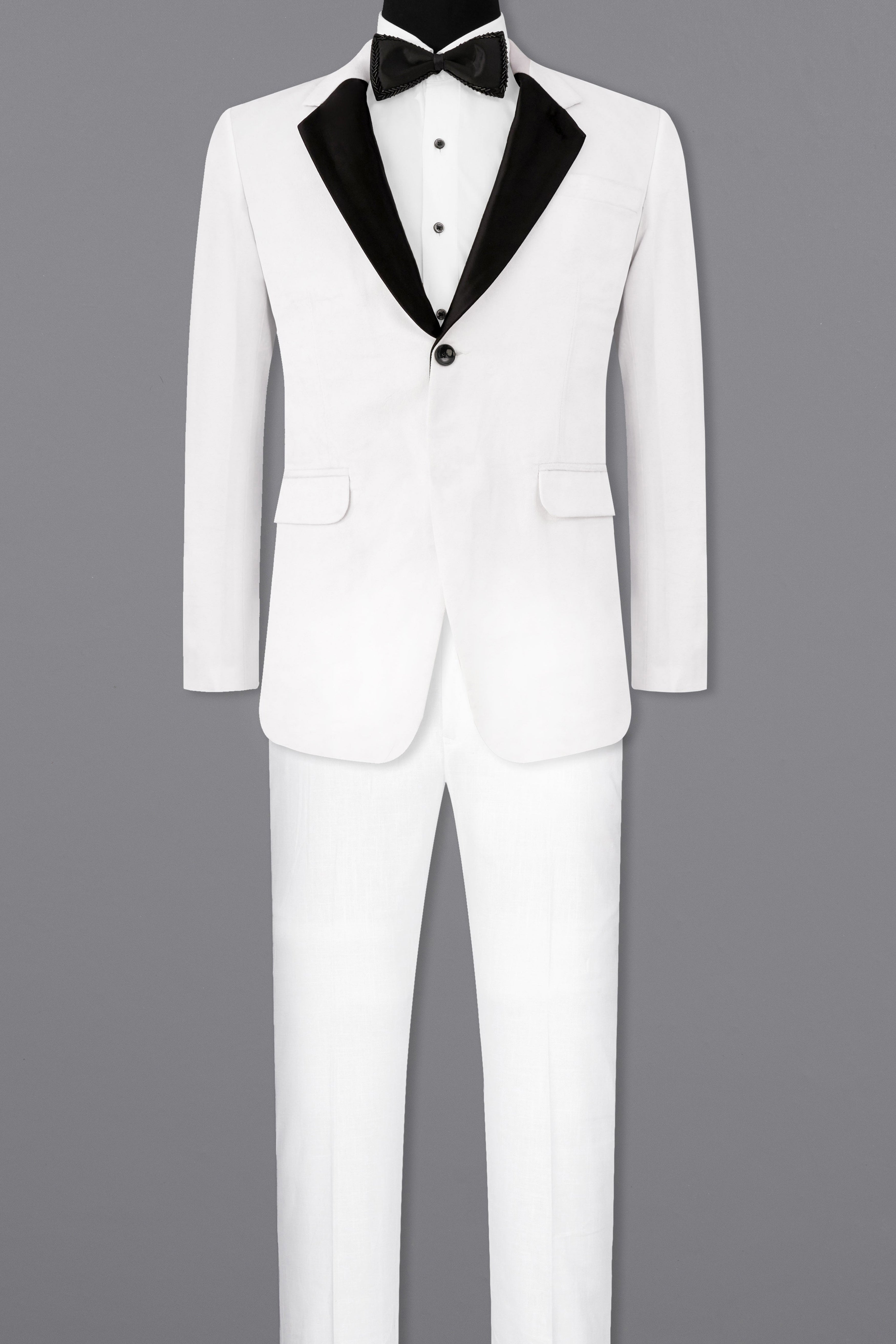 Bright White Single Breasted Premium Velvet Designer Suit