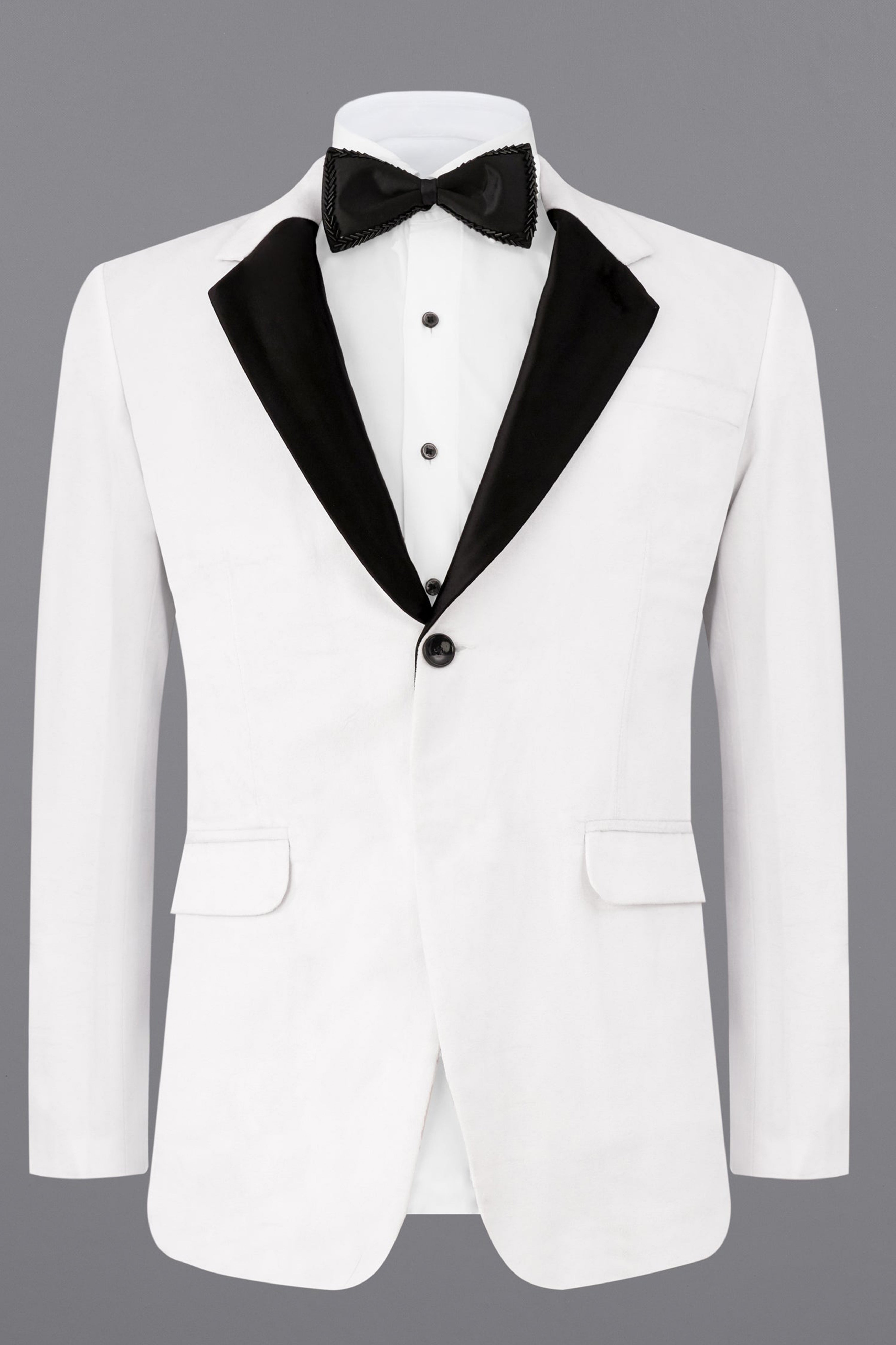 Bright White Single Breasted Premium Velvet Designer Suit