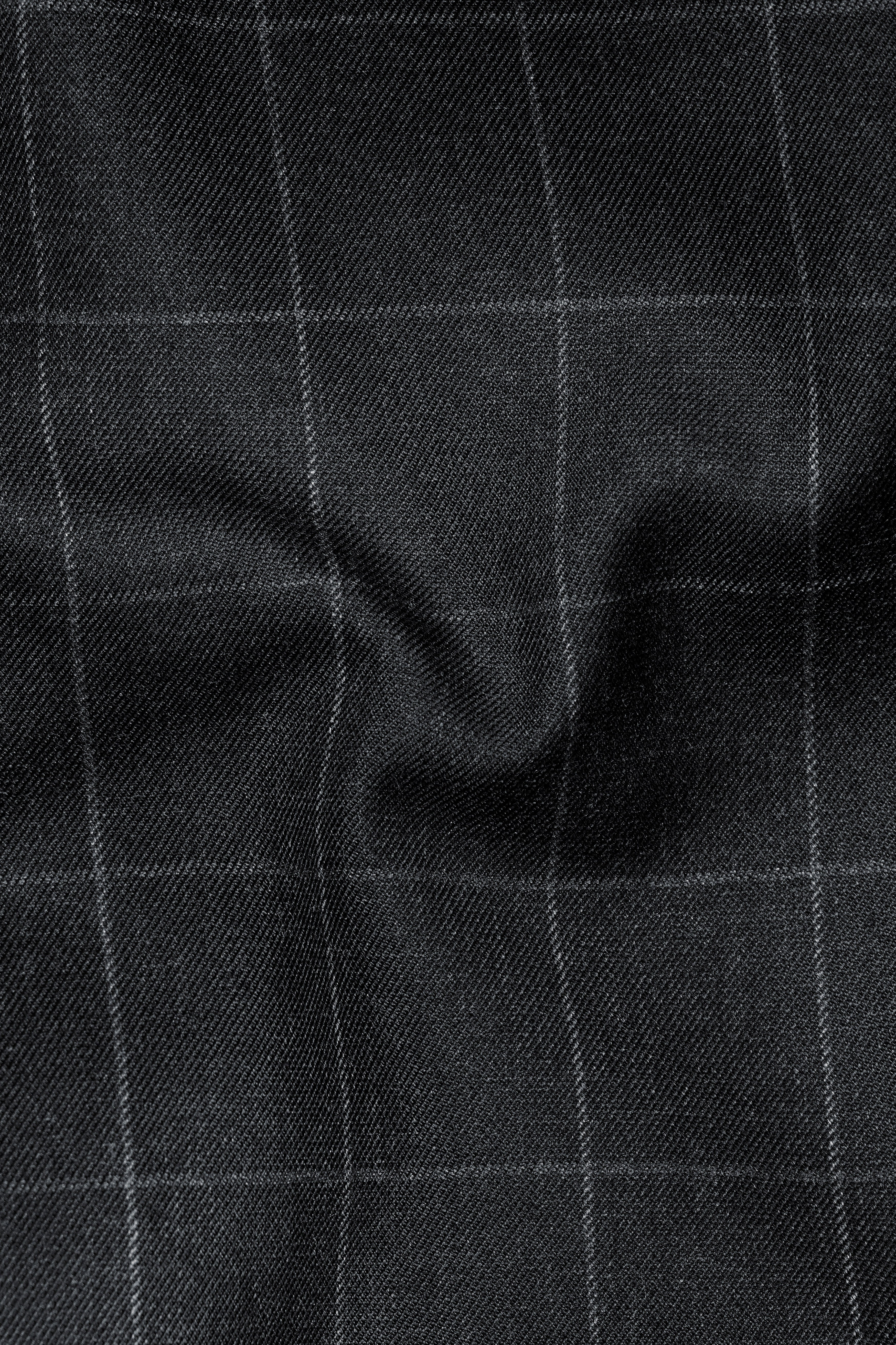 Charcoal Gray Windowpane Single Breasted Suit