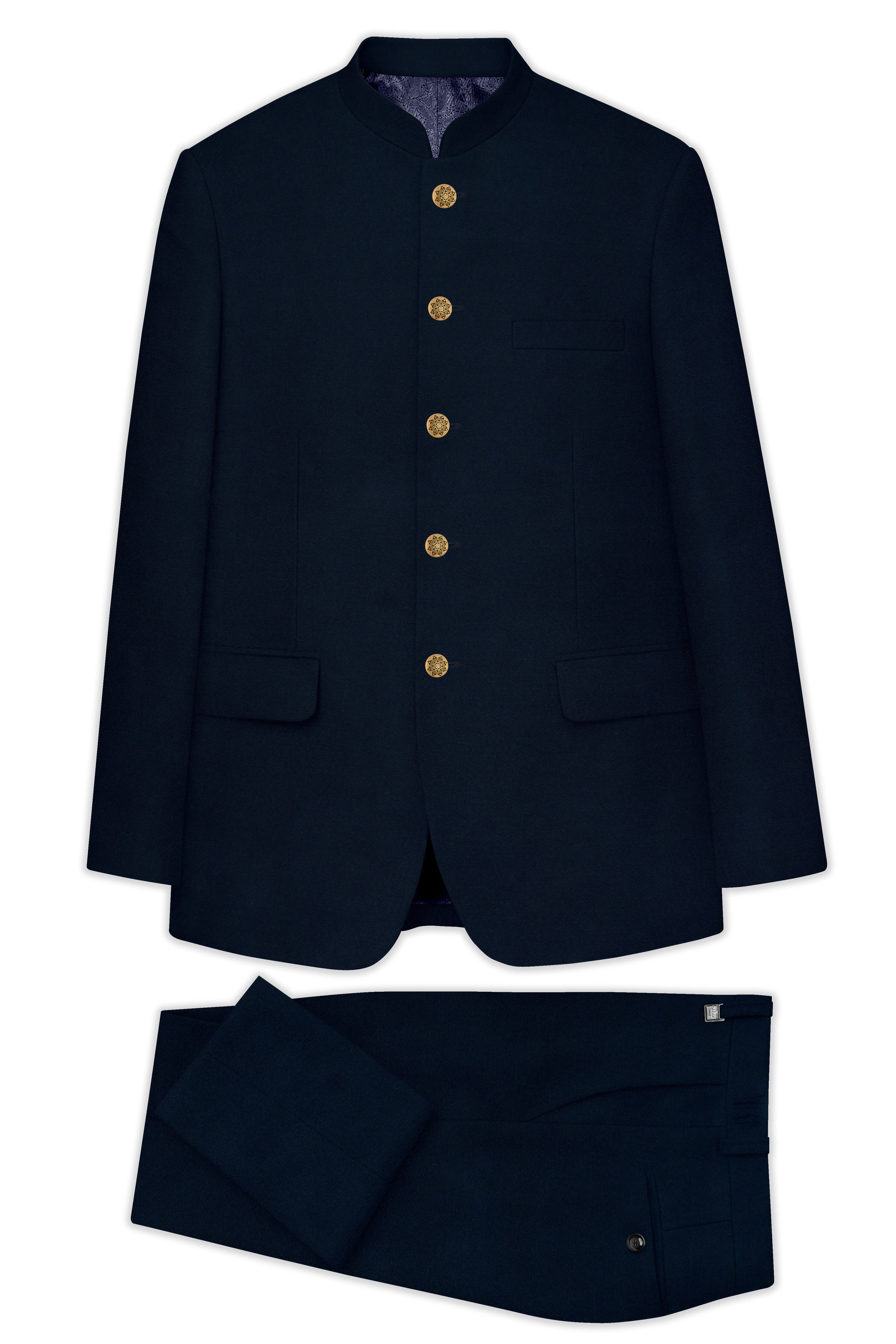 Baltic Sea Blue Premium Cotton Bandhgala Suit
