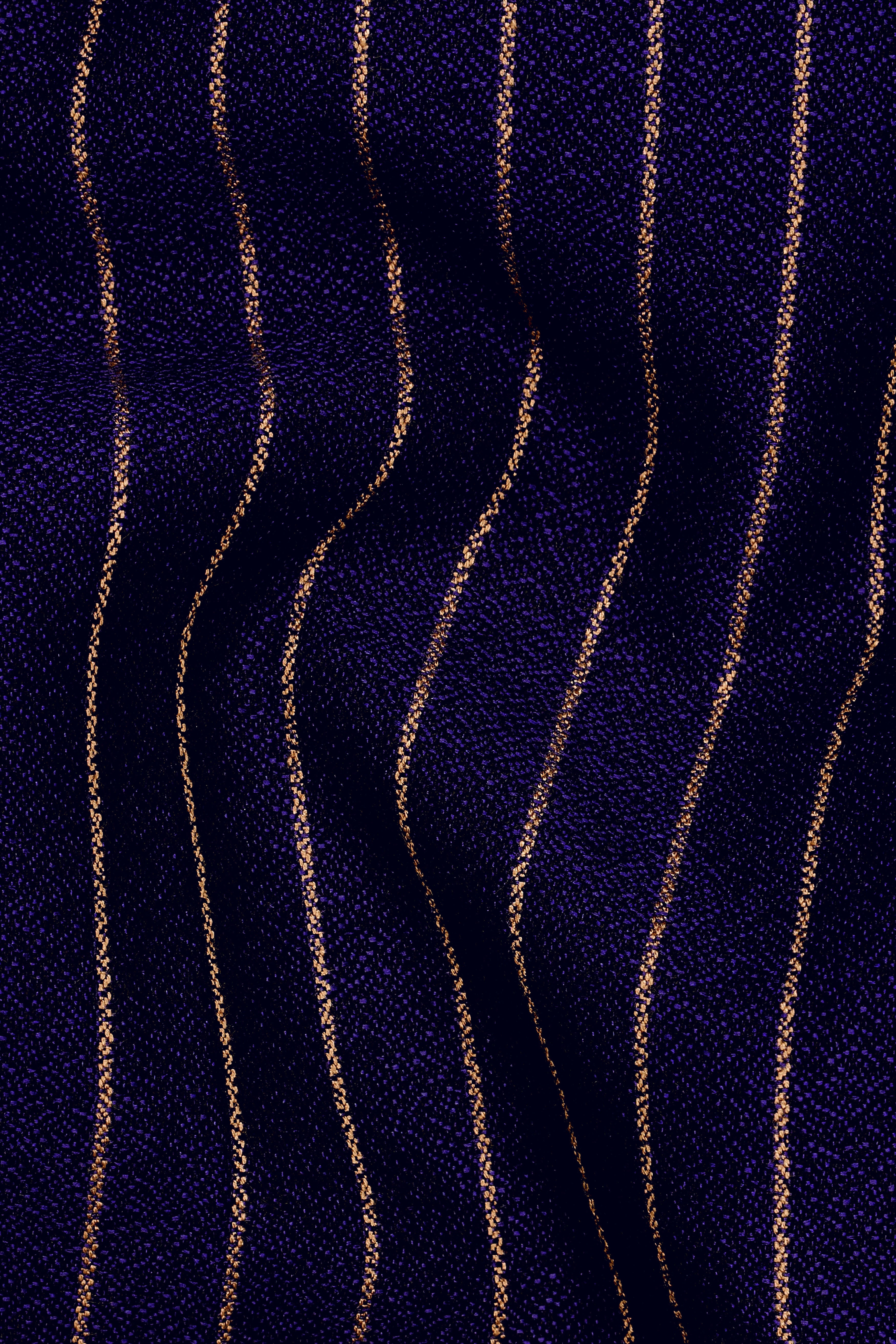 Tuna Navy Blue with Coral Reef Brown Striped Double-Breasted Suit