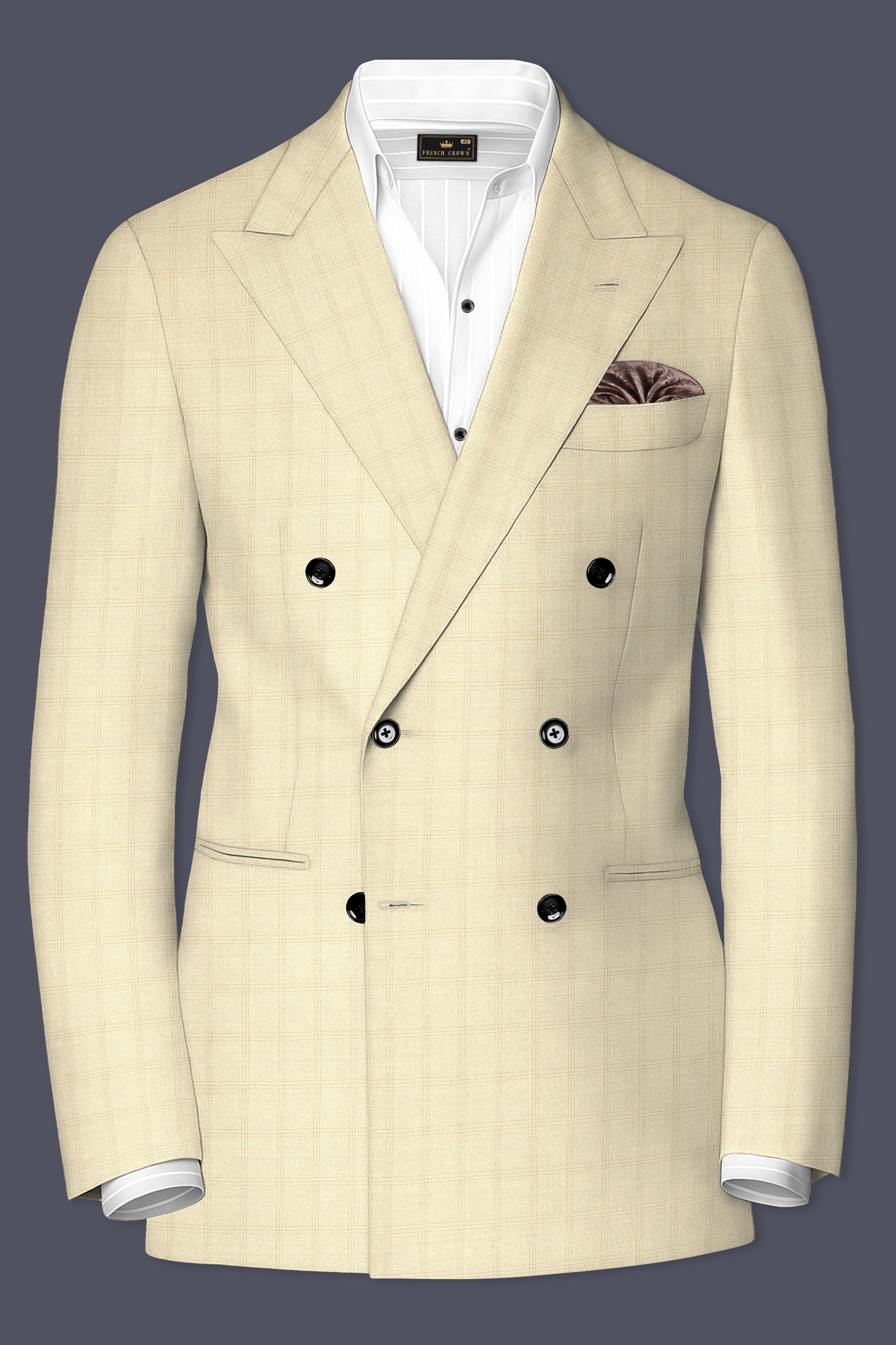 Calm Shell Brown Subtle Plaid Double Breasted Suit