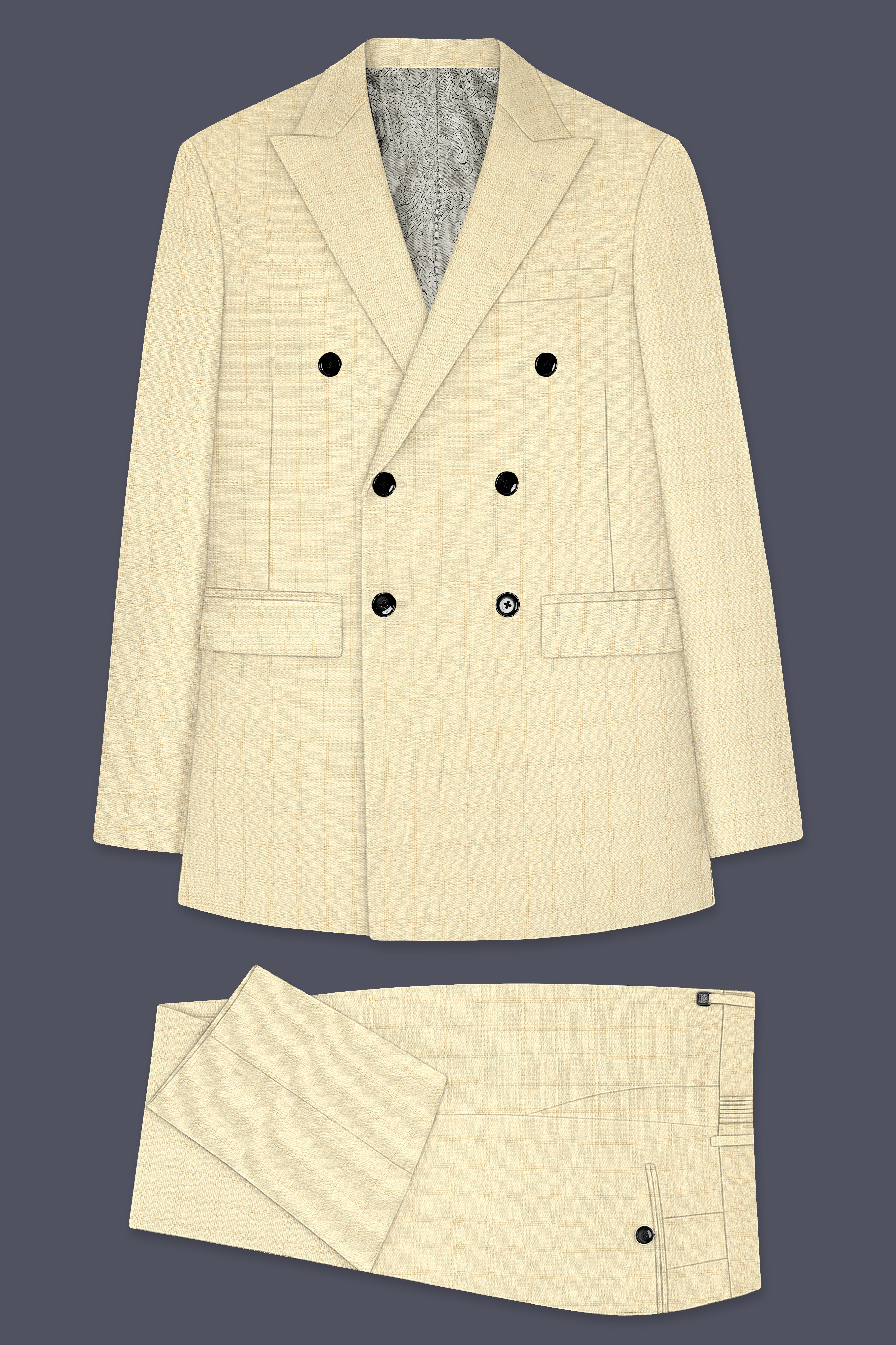 Calm Shell Brown Subtle Plaid Double Breasted Suit