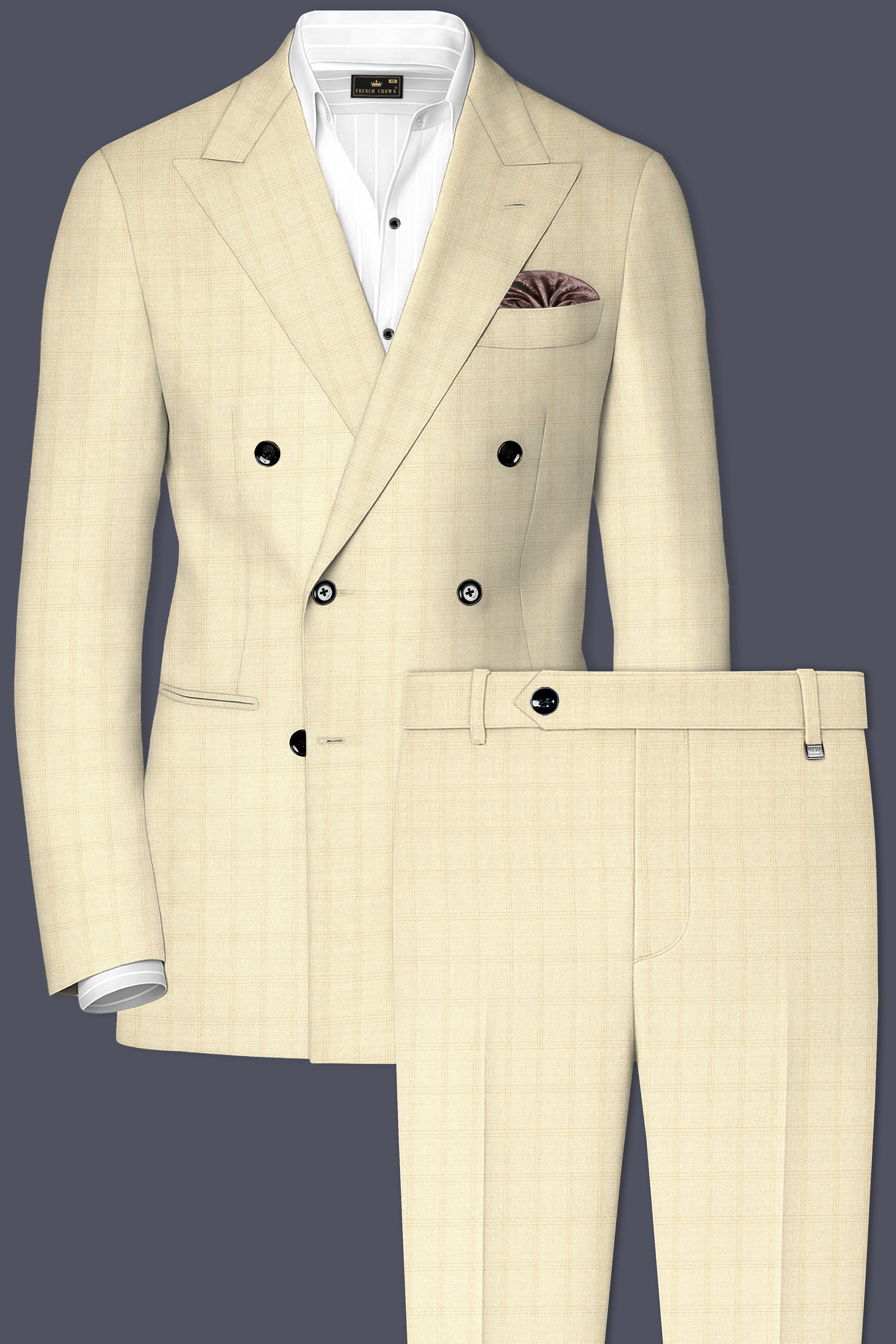 Calm Shell Brown Subtle Plaid Double Breasted Suit