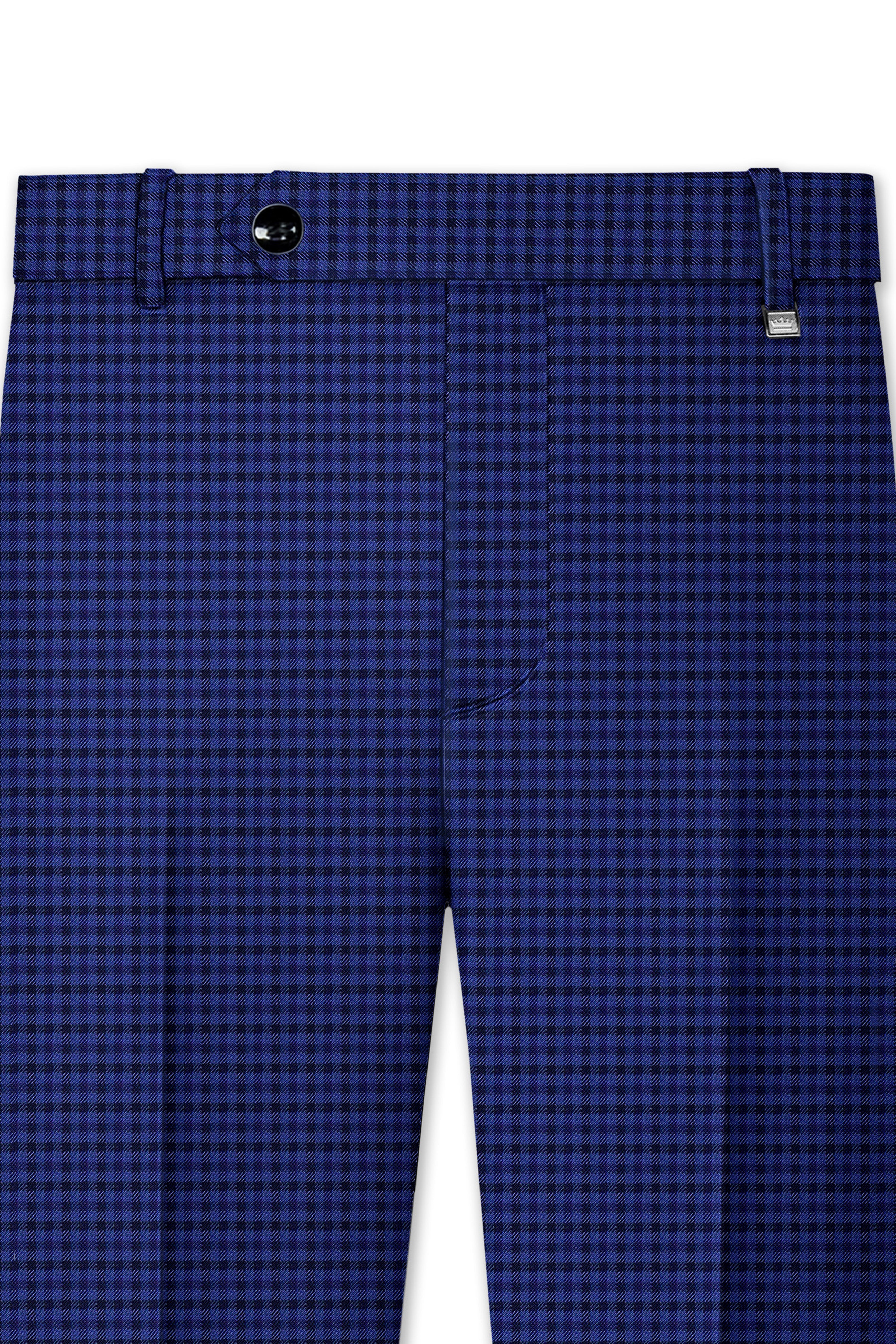 Victoria Blue Gingham Checkered Single Breasted Suit