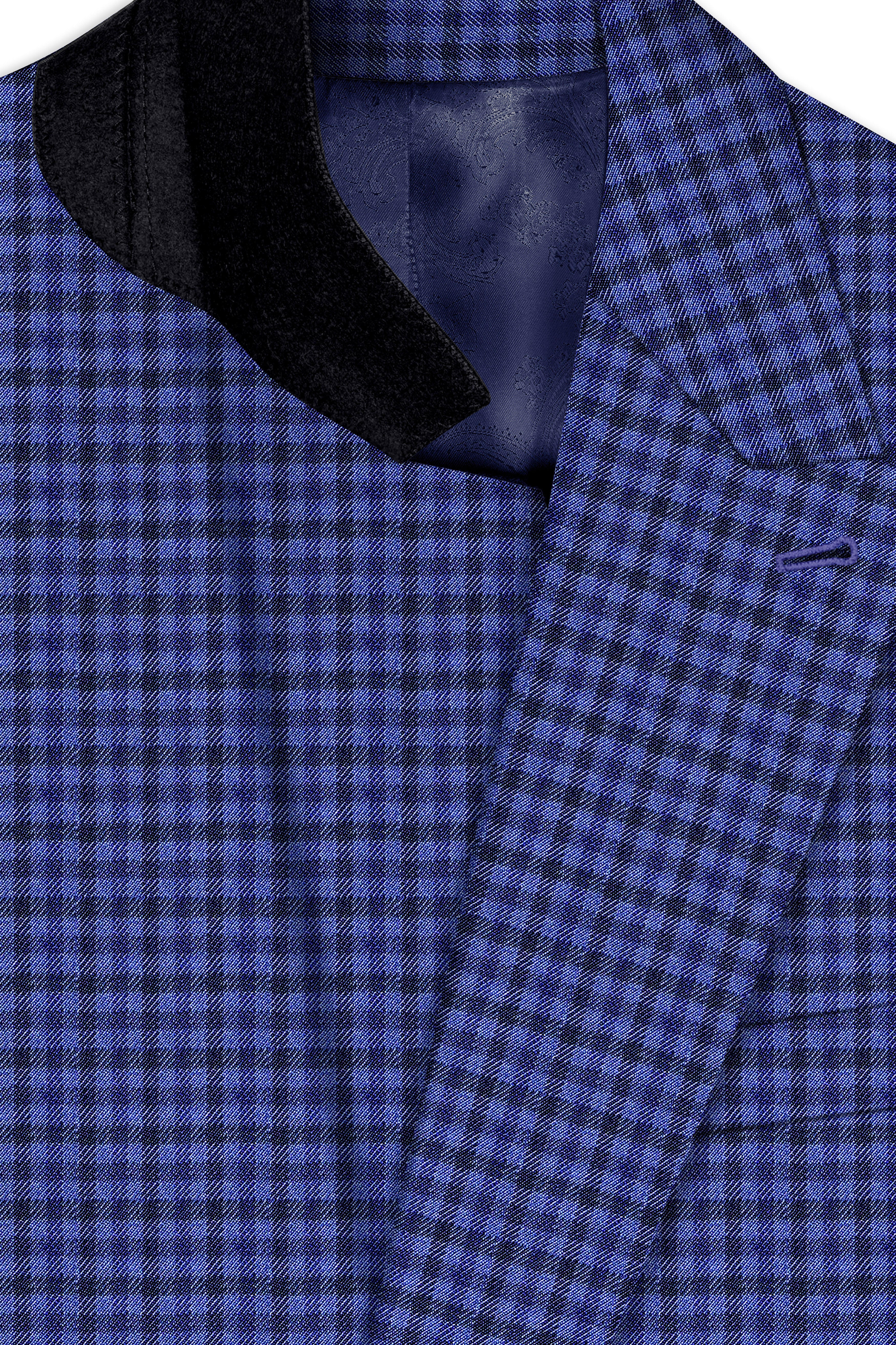 Victoria Blue Gingham Checkered Double Breasted Suit