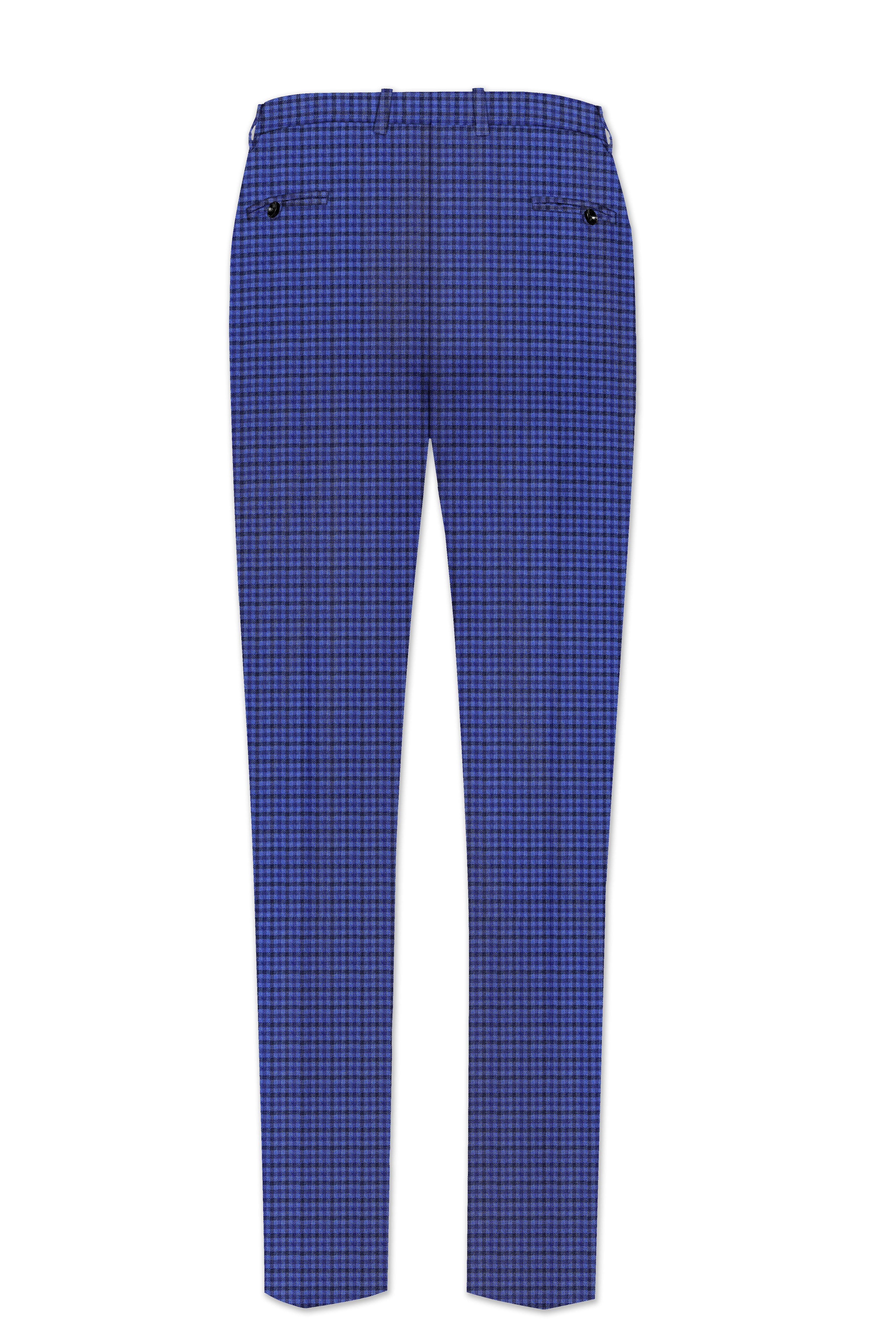 Victoria Blue Gingham Checkered Bandhgala Suit