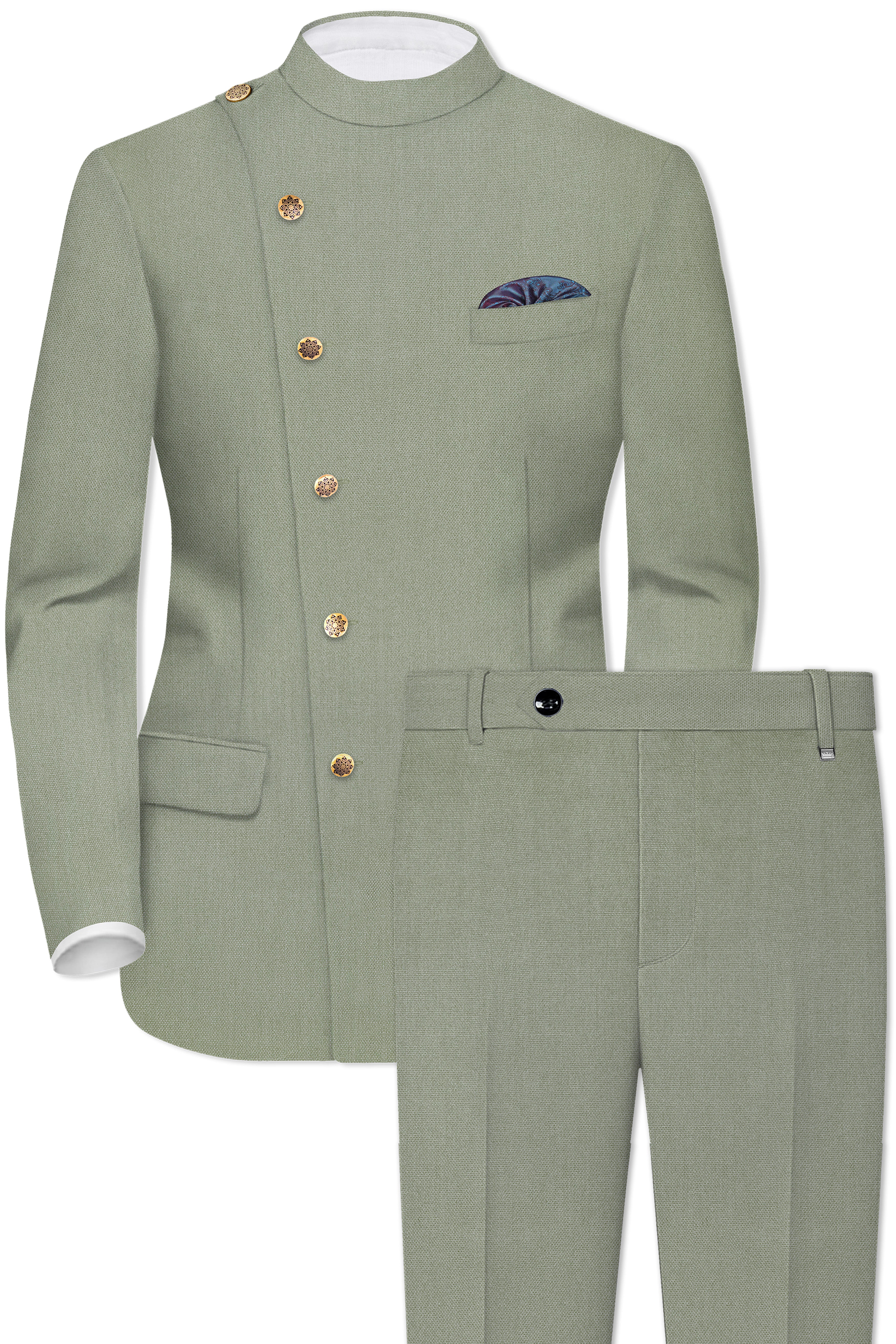 Sandstone Brown Cross Placket Bandhgala Suit