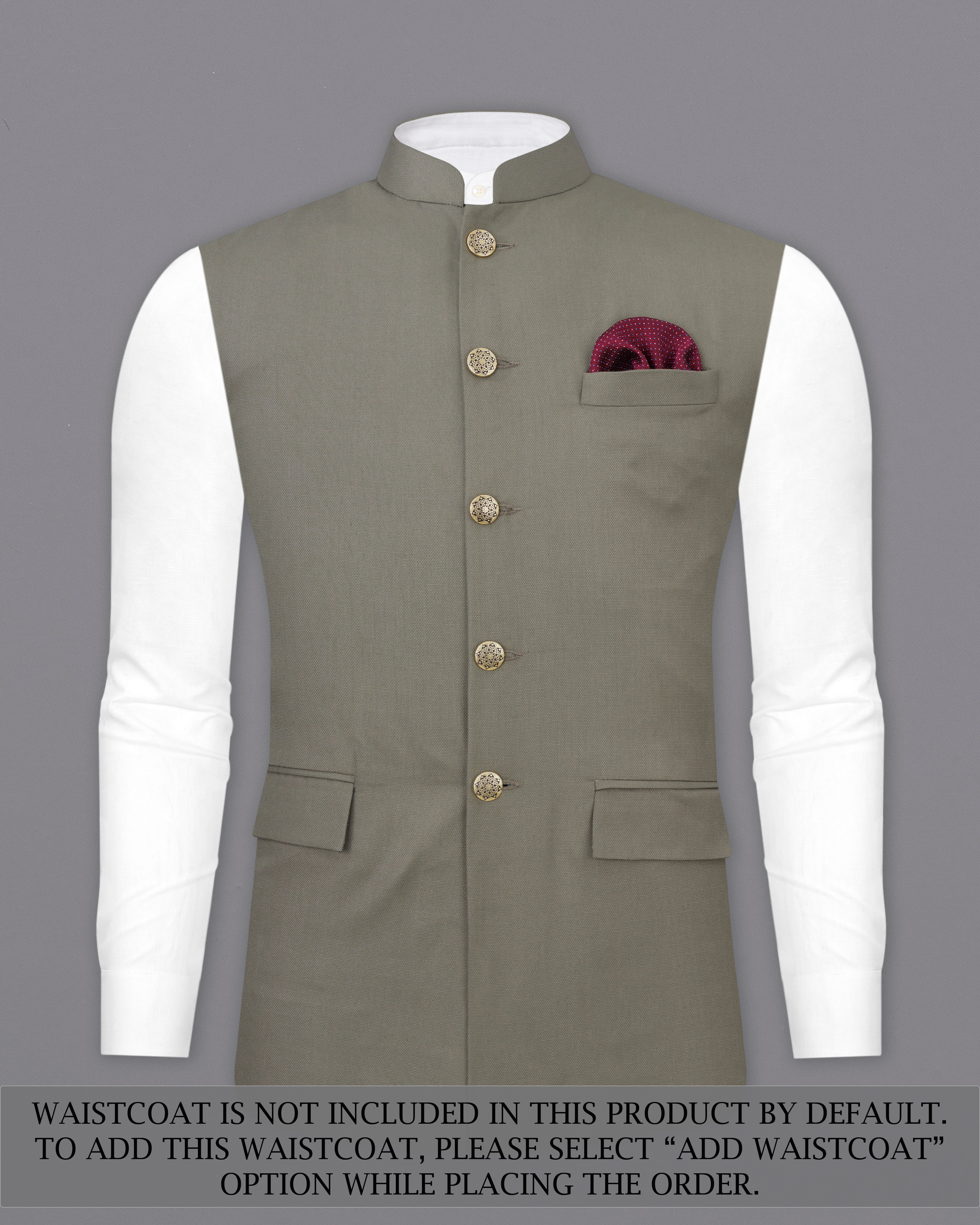 Sandstone Brown Cross Placket Bandhgala Suit