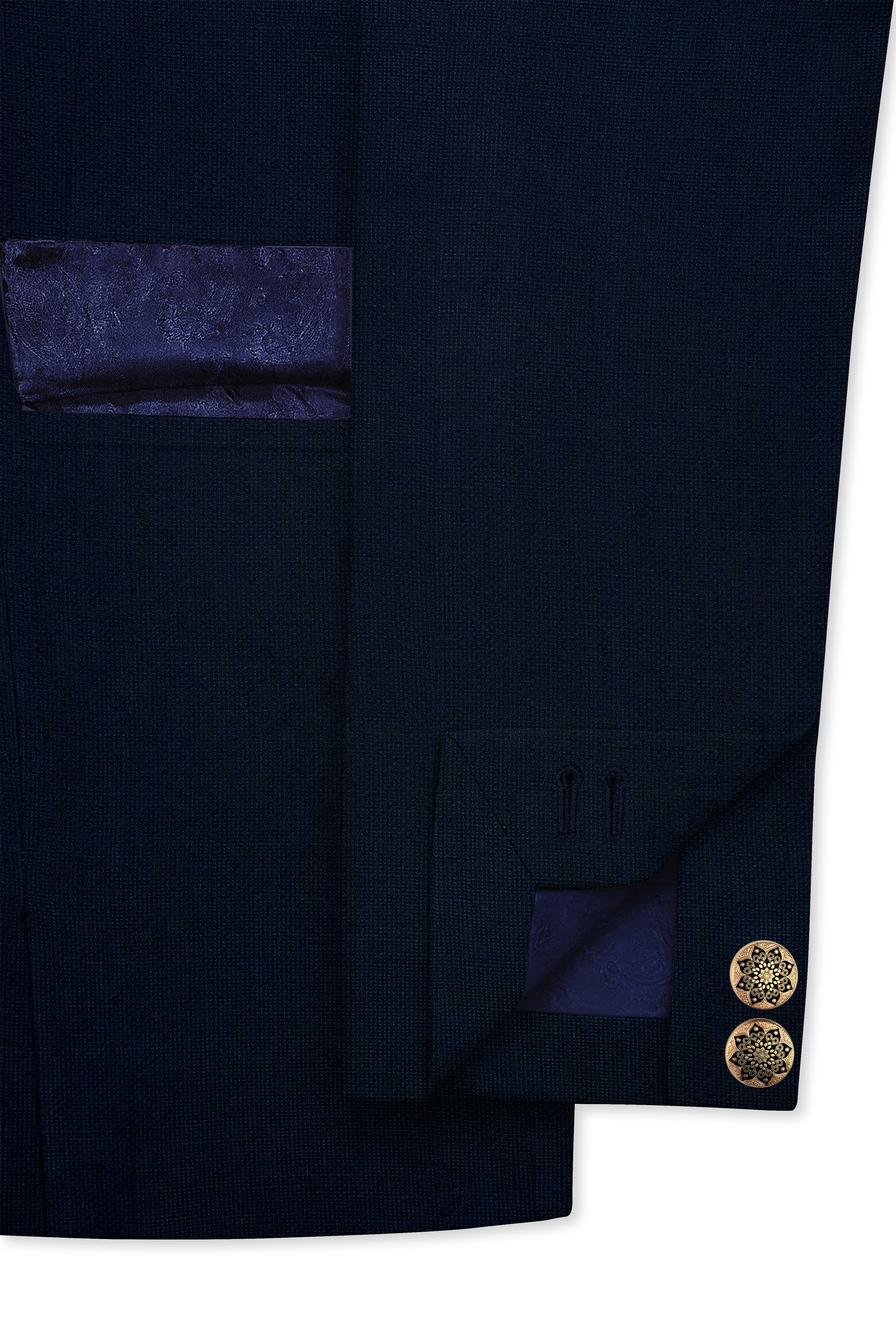 Firefly Navy Blue Premium Cotton Cross Placket Bandhgala Suit