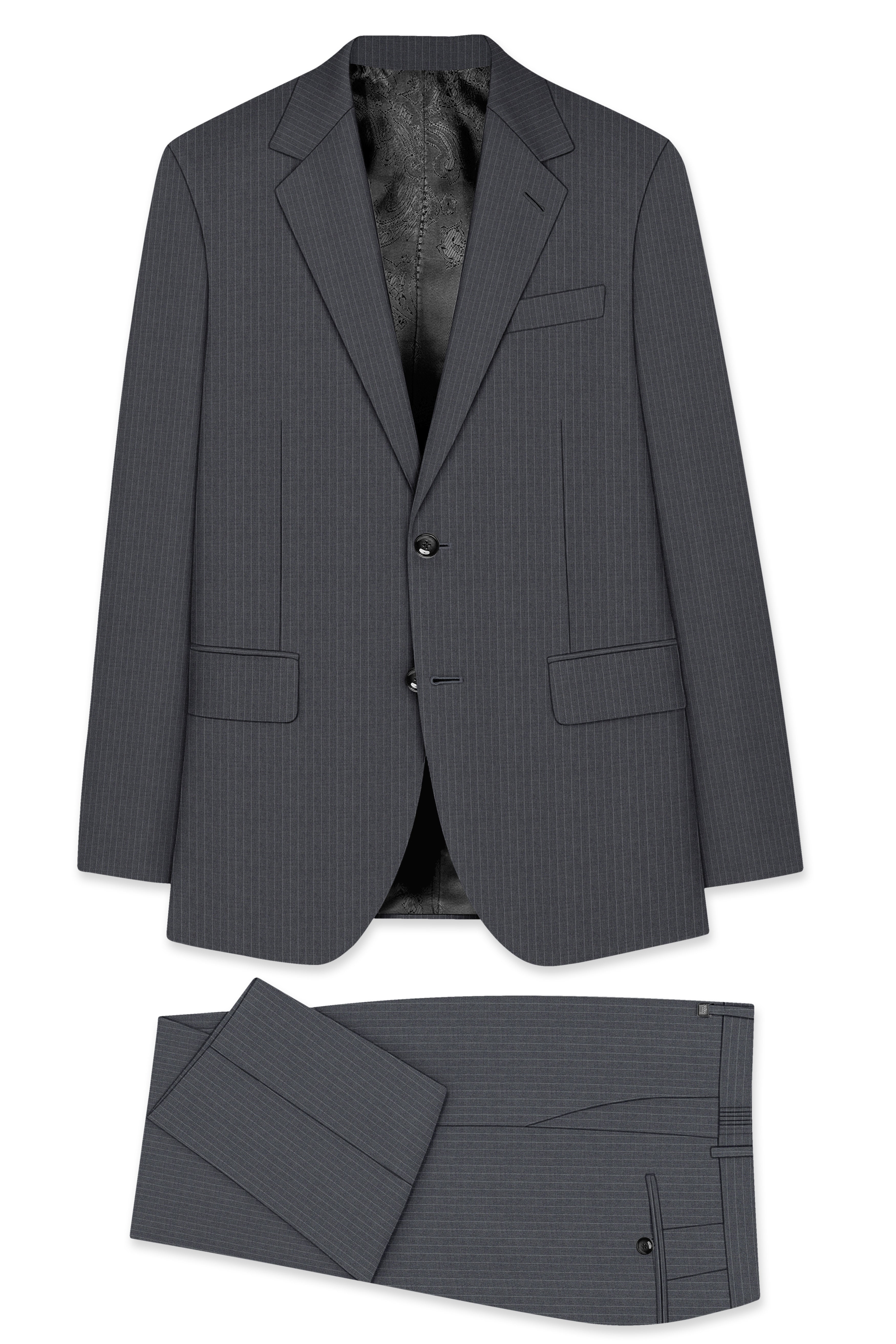 Ironside Gray Striped Single Breasted Suit
