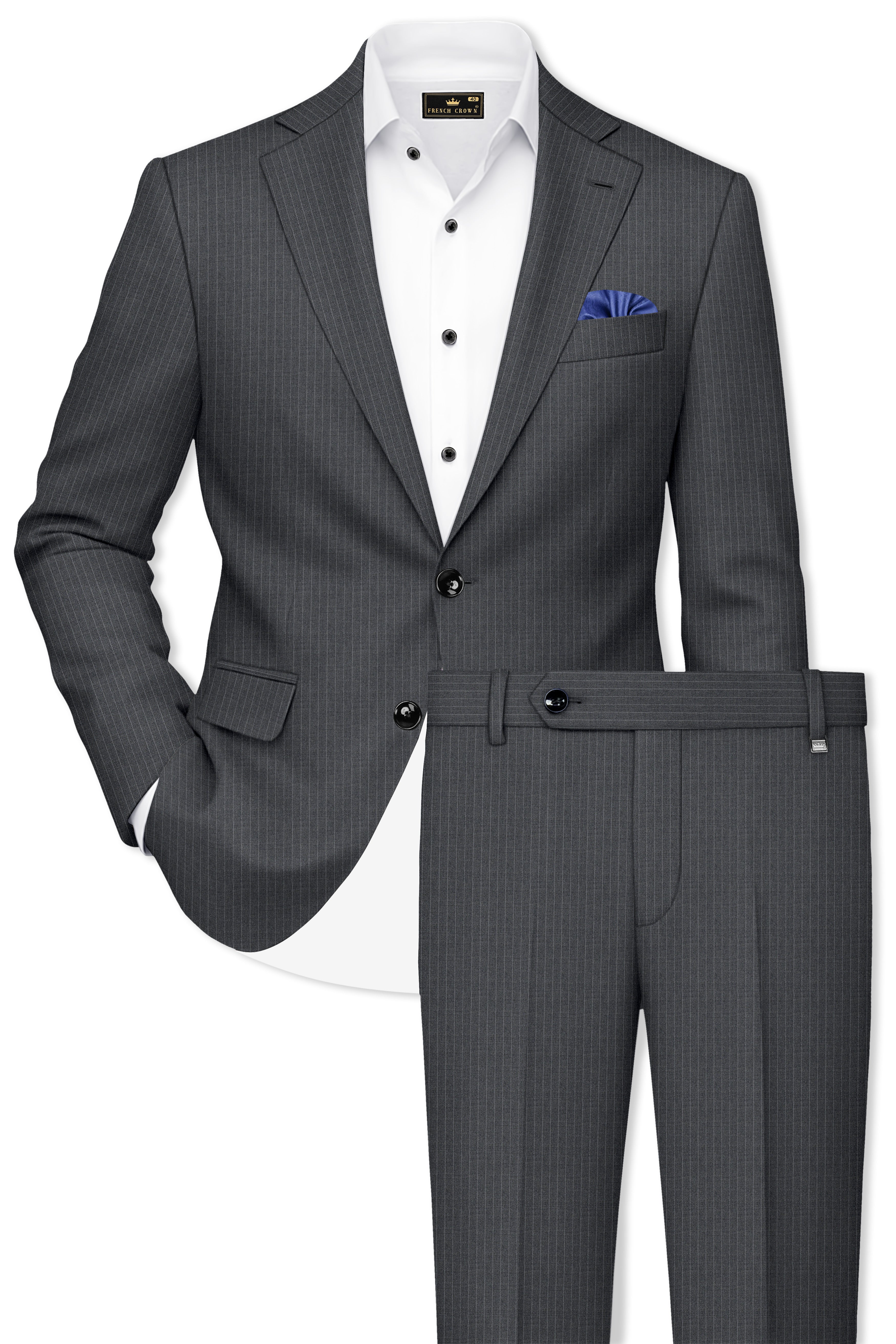 Ironside Gray Striped Single Breasted Suit
