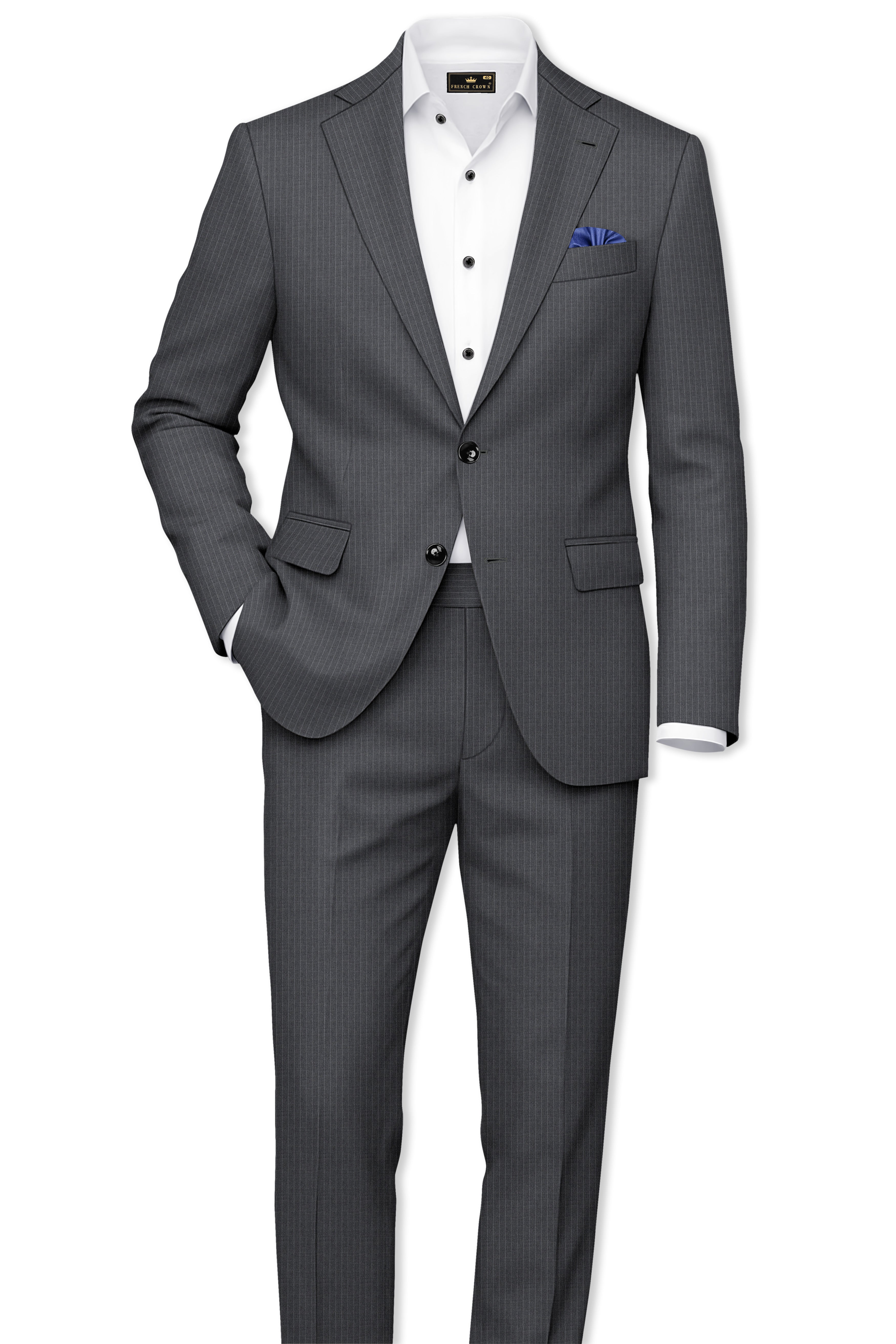 Ironside Gray Striped Single Breasted Suit