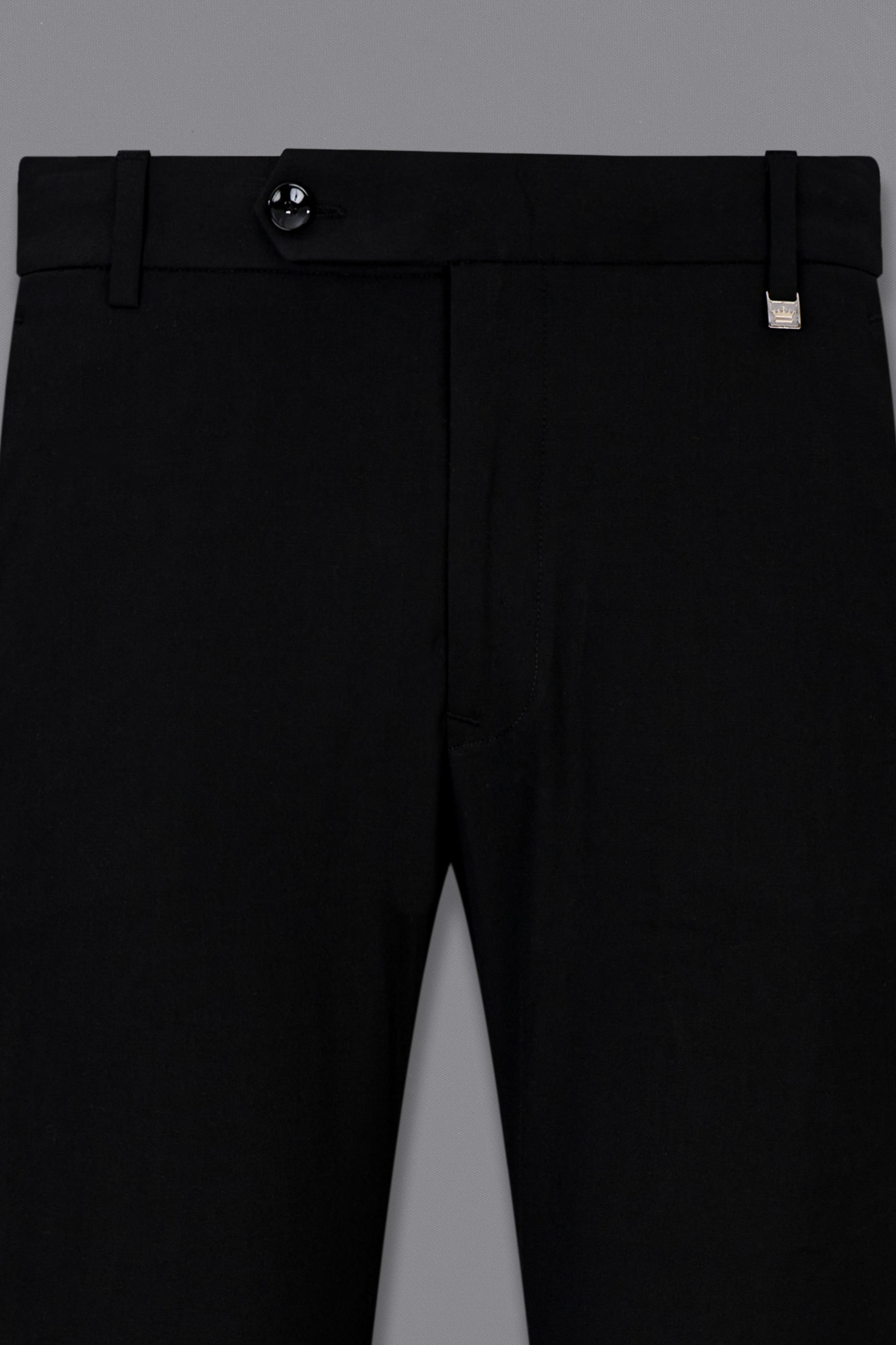 Noirex-Korean Black ( The Best Black We Have ) with Gray 4-Way Stretch Wrinkle-Free Single Breasted Designer Suit