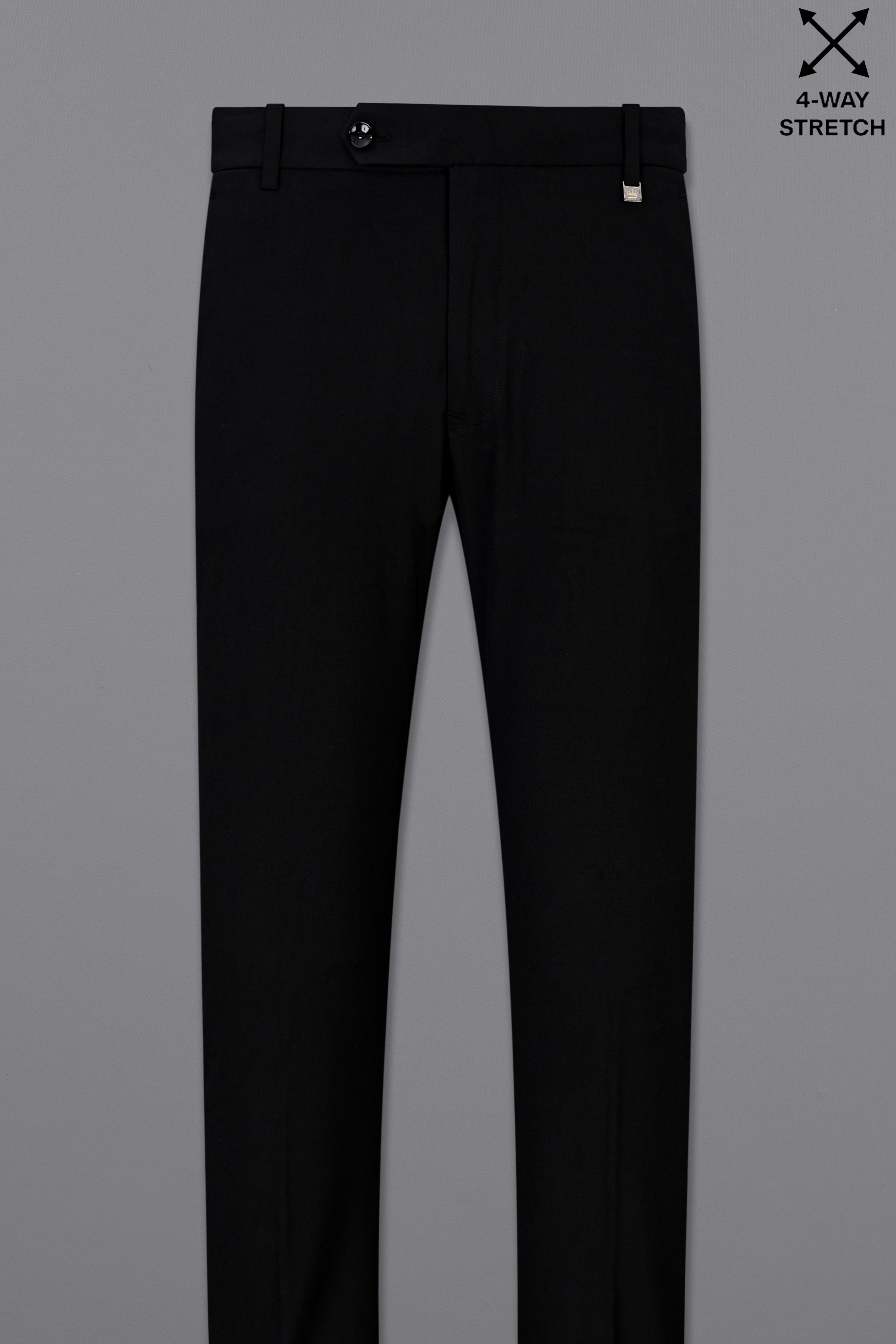 Noirex-Korean Black ( The Best Black We Have ) with Gray 4-Way Stretch Wrinkle-Free Single Breasted Designer Suit