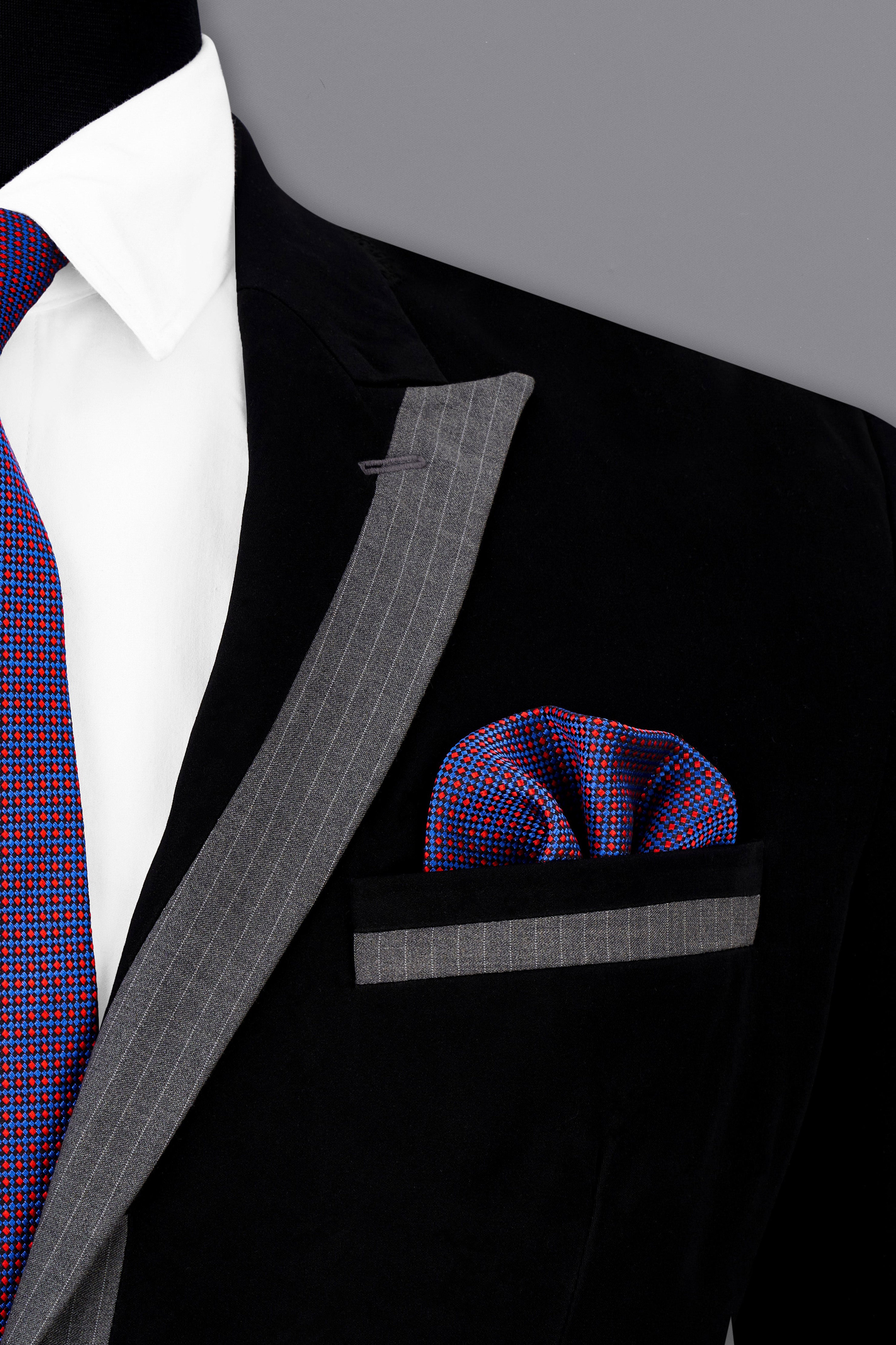 Noirex-Korean Black ( The Best Black We Have ) with Gray 4-Way Stretch Single Breasted Designer Suit