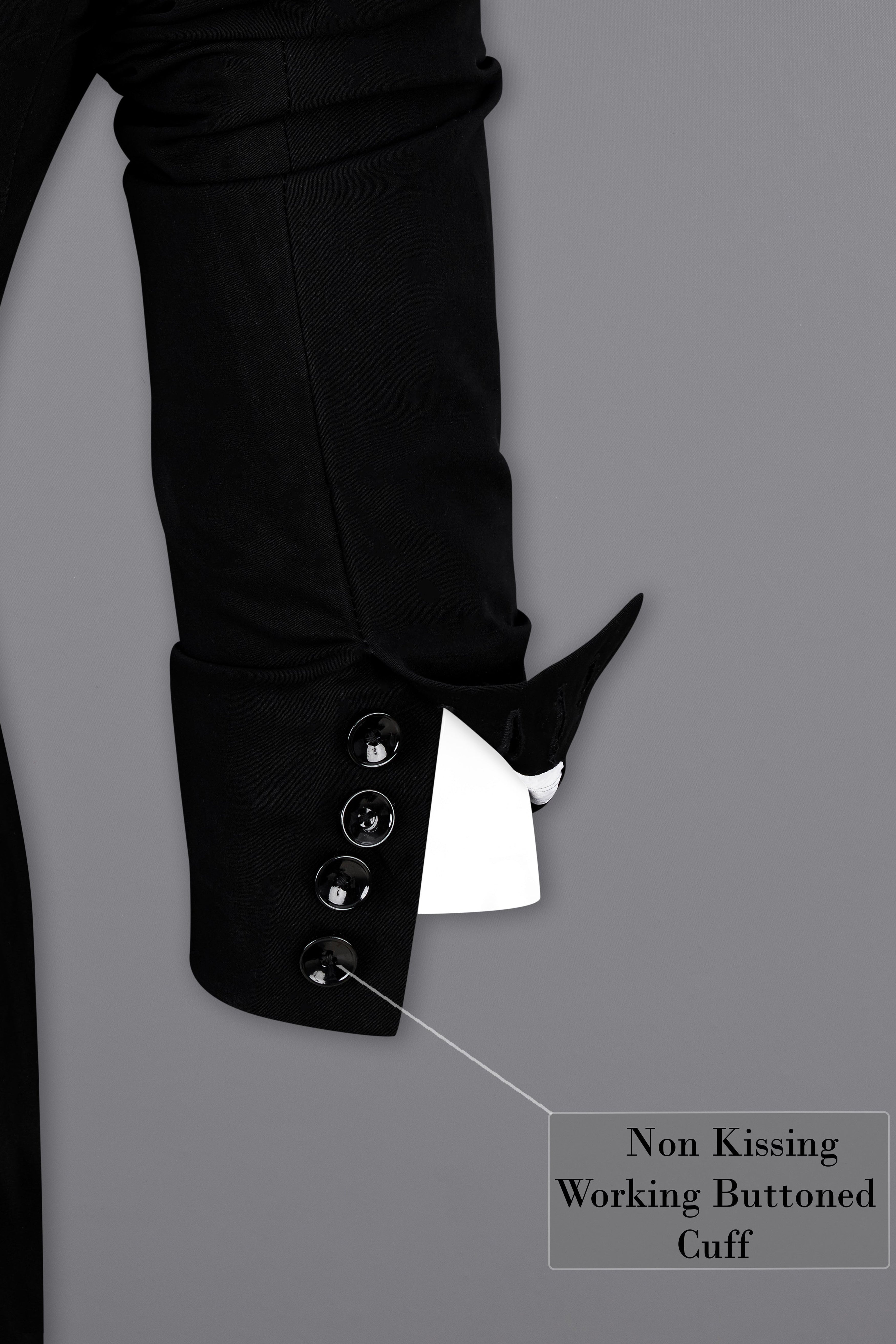 Noirex-Korean Black ( The Best Black We Have ) with Gray 4-Way Stretch Wrinkle-Free Single Breasted Designer Suit