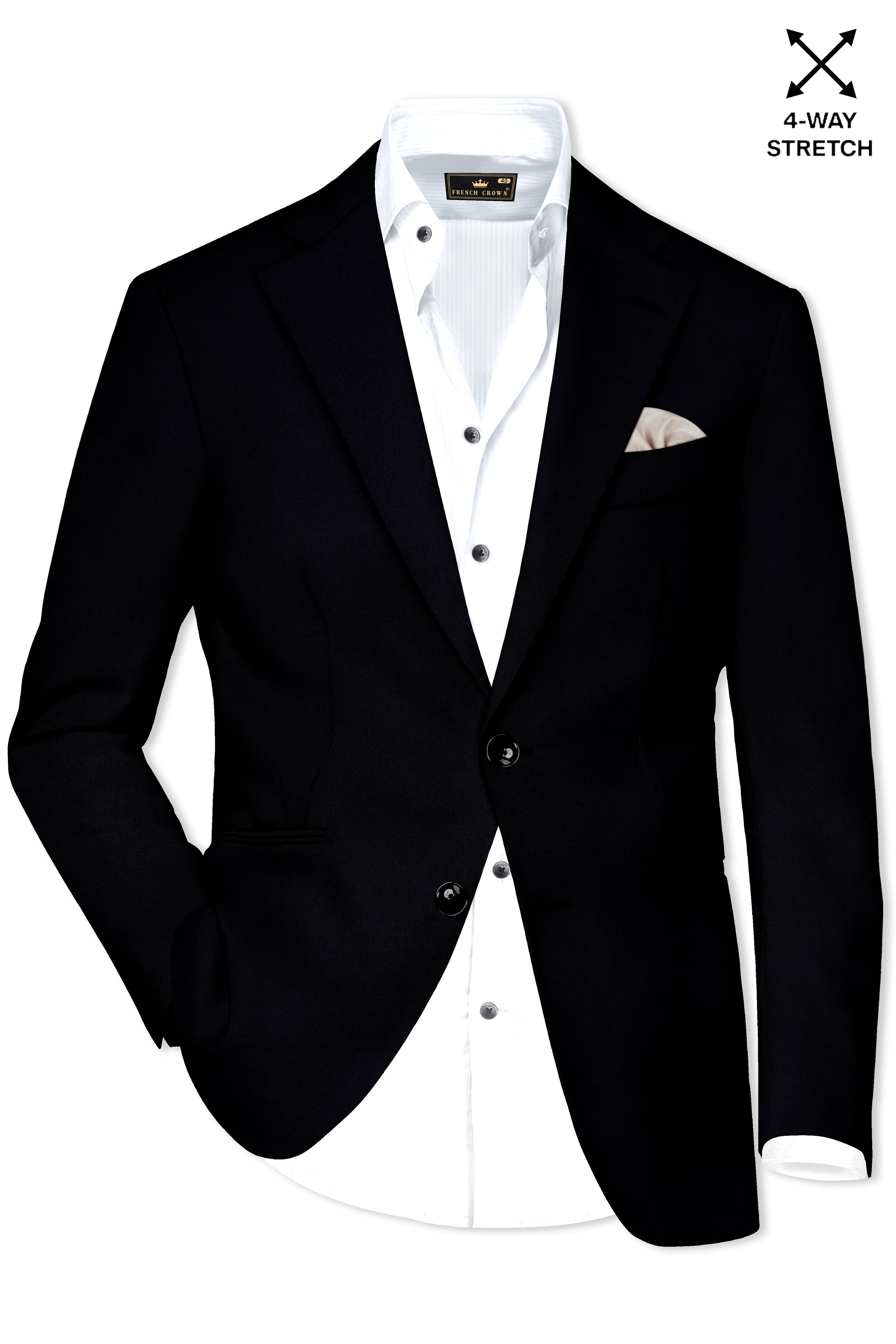 Korean Black ( The Best Black We Have ) 4-Way Stretch Single Breasted Blazer