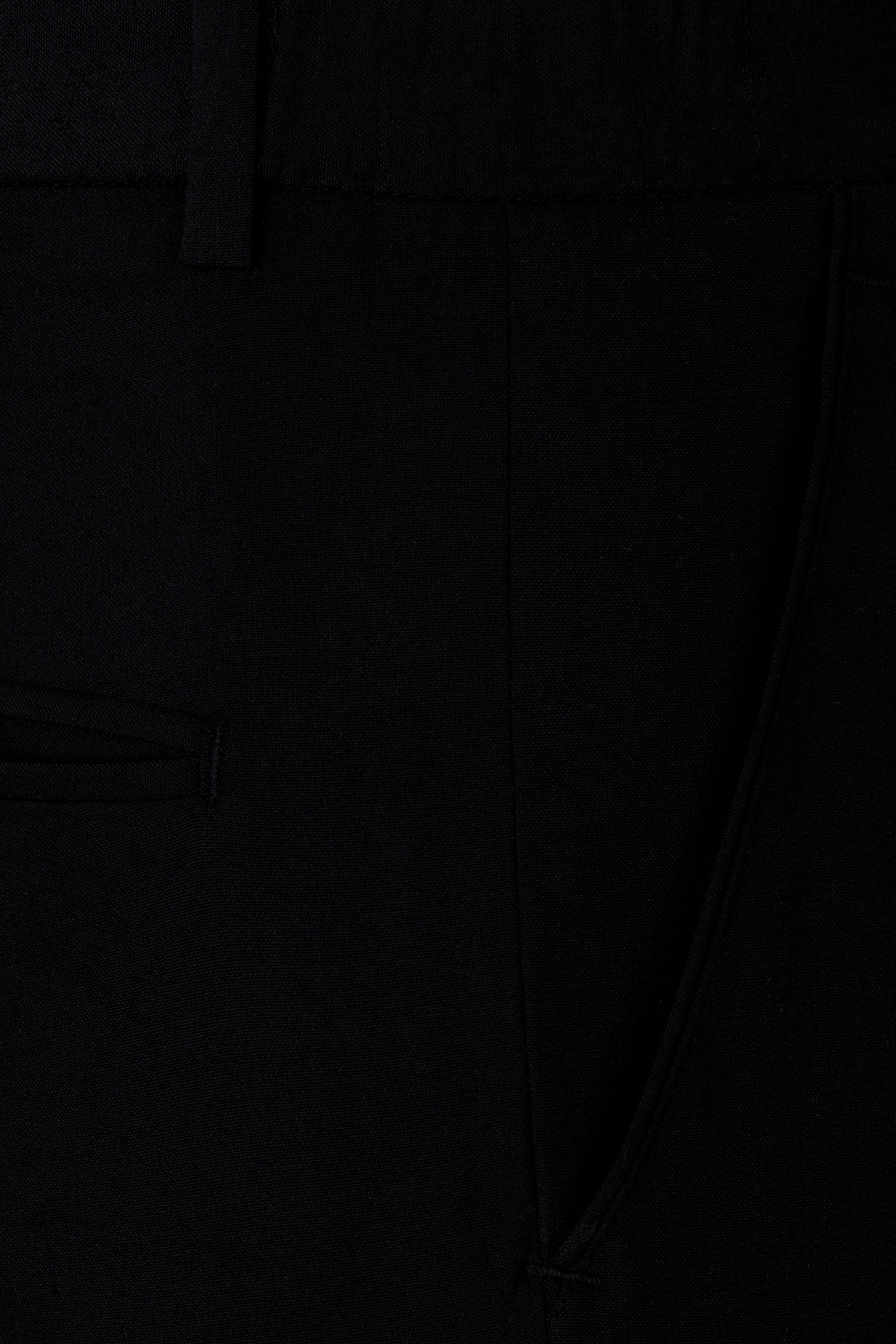 Noirex-Korean Black ( The Best Black We Have ) Embroidered 4-Way Stretch Single Breasted Designer Signature Suit