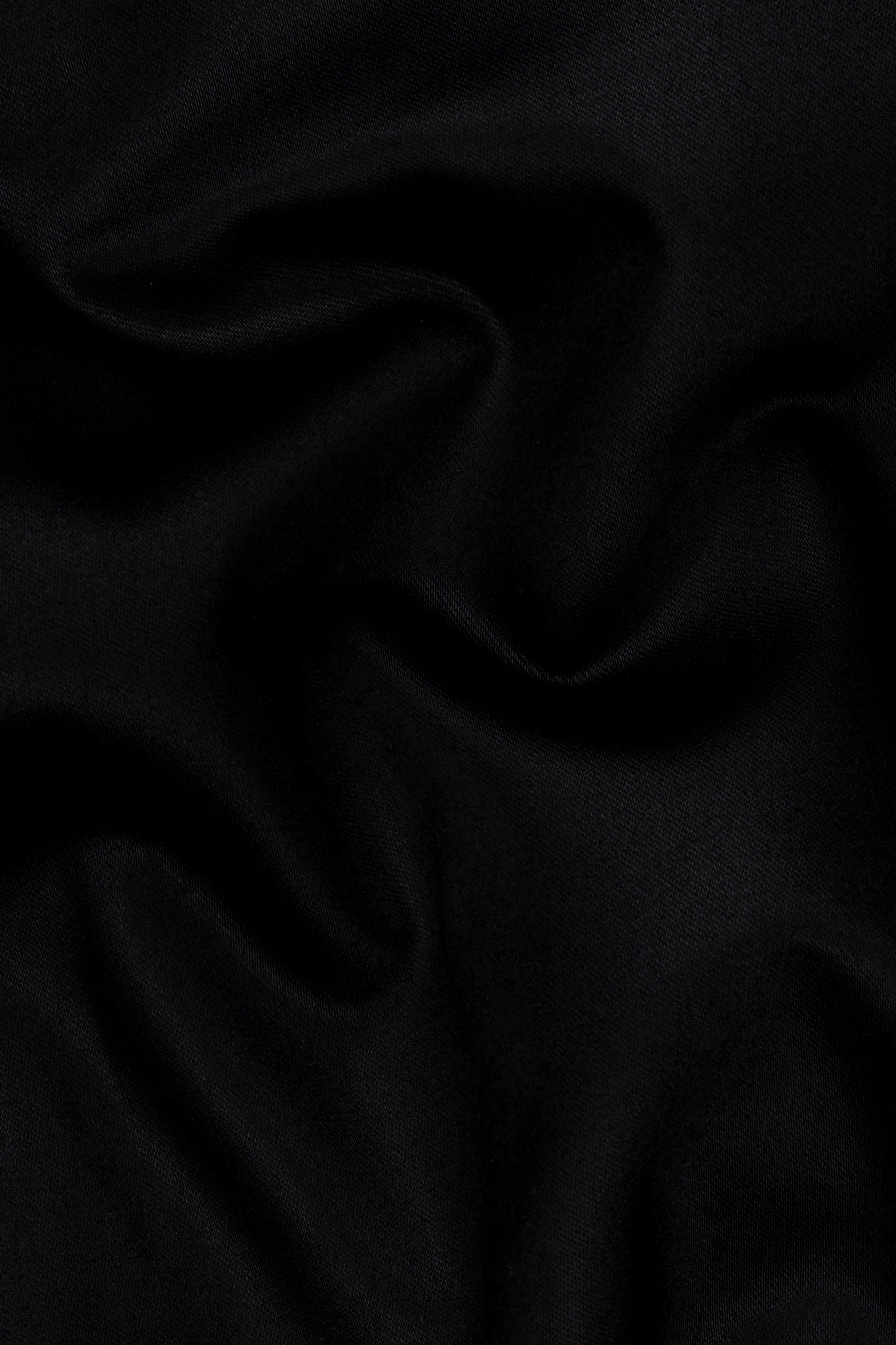 Korean Black ( The Best Black We Have ) Embroidered 4-Way Stretch Single Breasted Designer Signature Suit