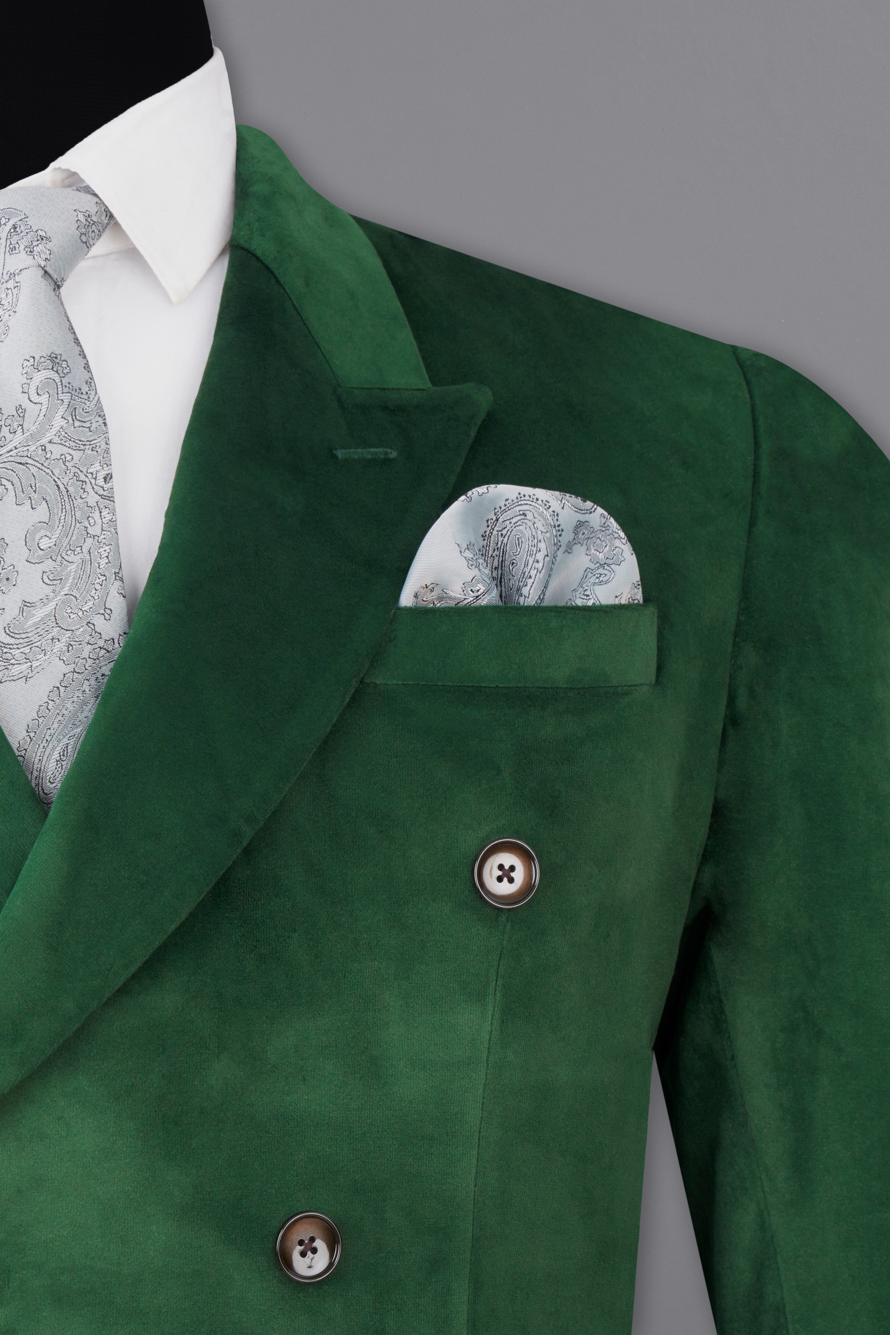 Phthalo Green Double Breasted Velvet Suit