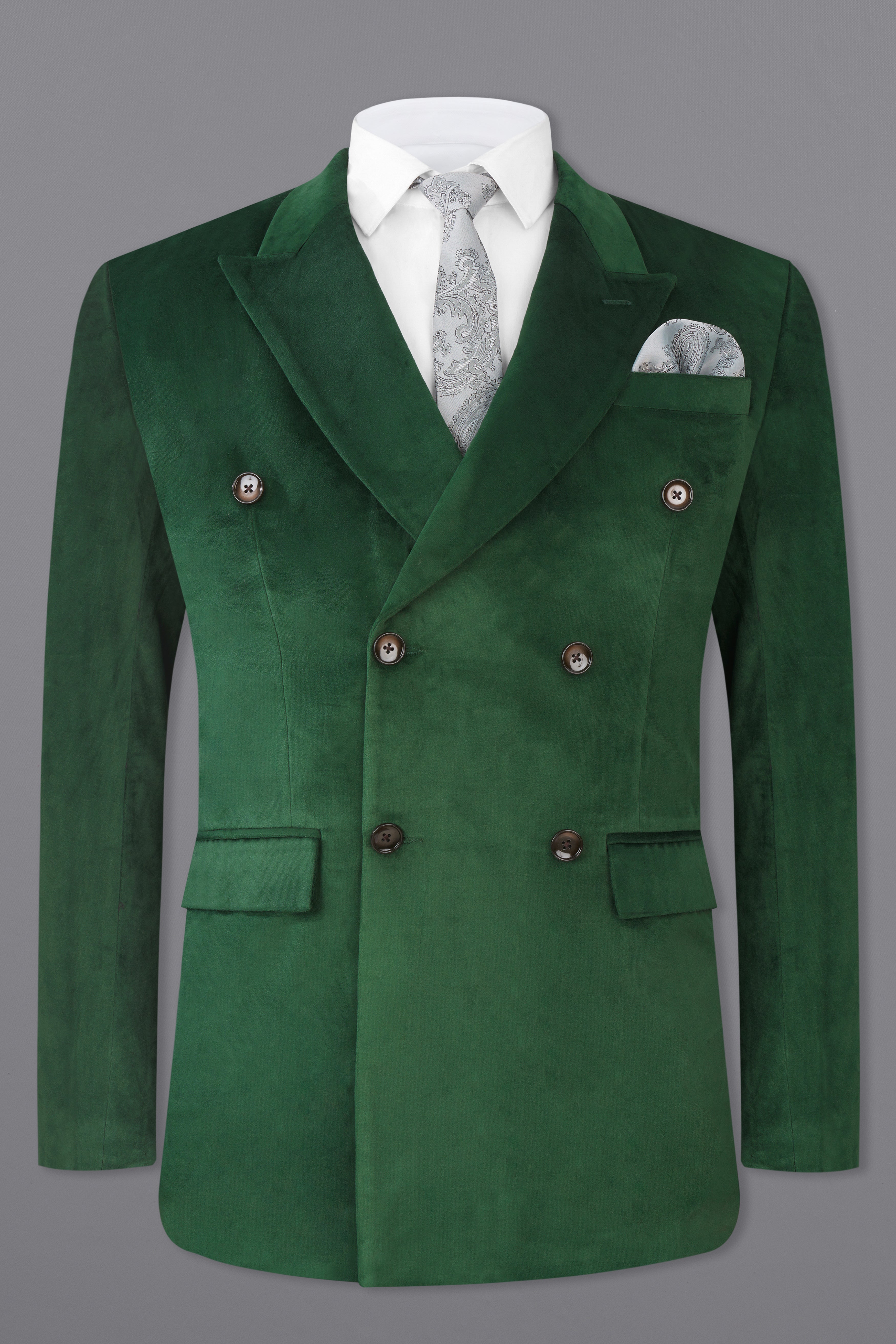 Phthalo Green Double Breasted Velvet Suit