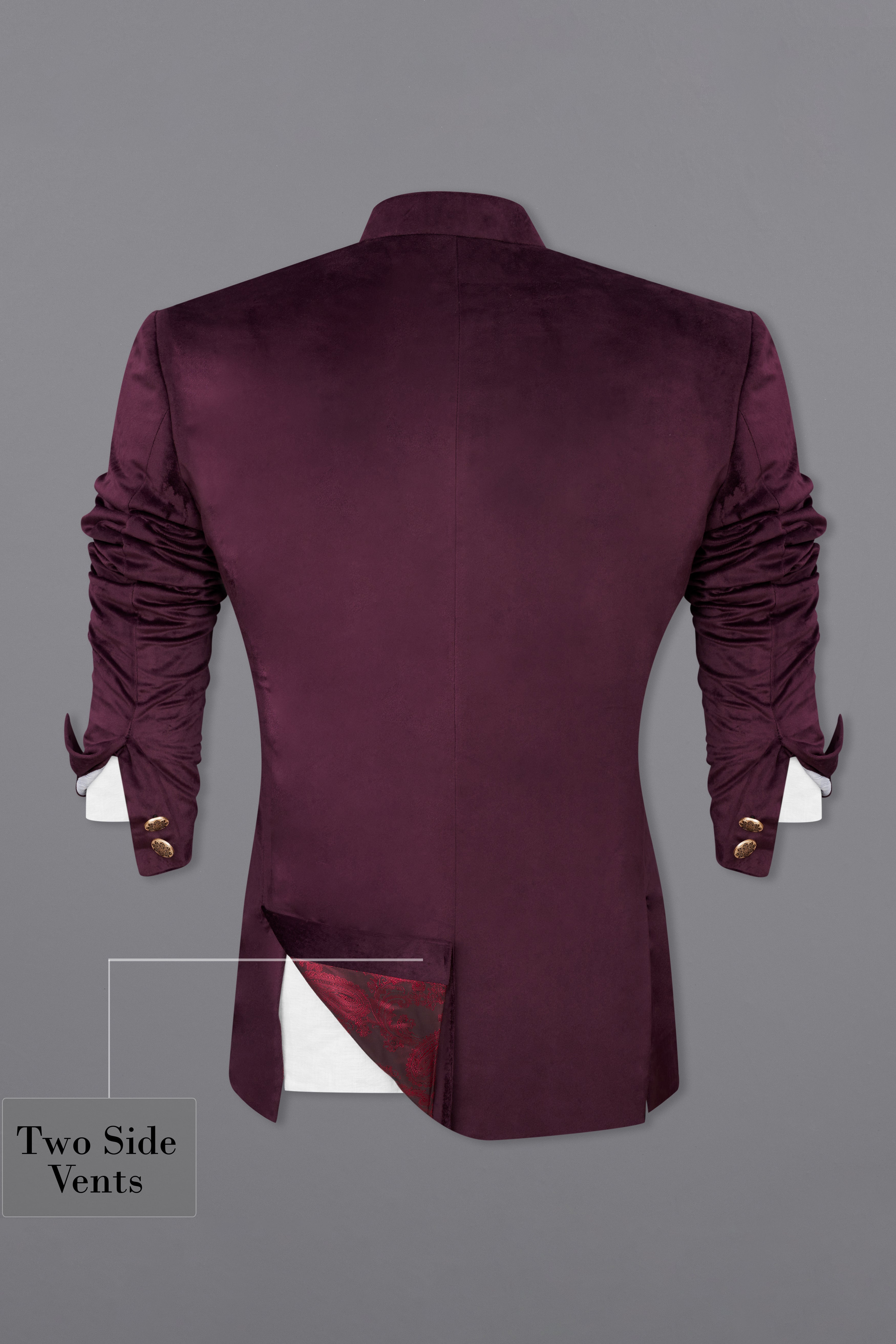 Eclipse Purple Bandhgala Velvet Suit