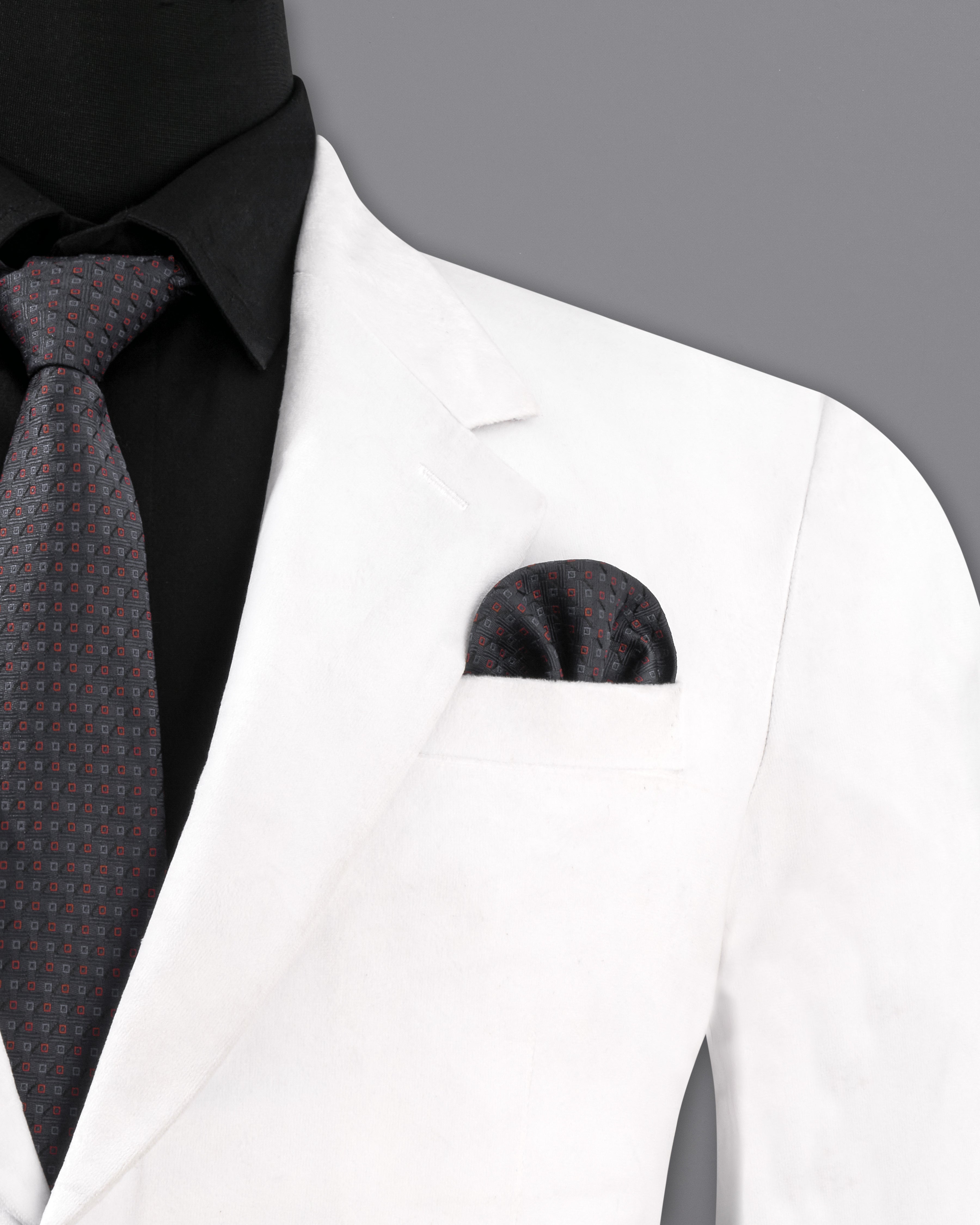 Rhino White Single Breasted Velvet Suit