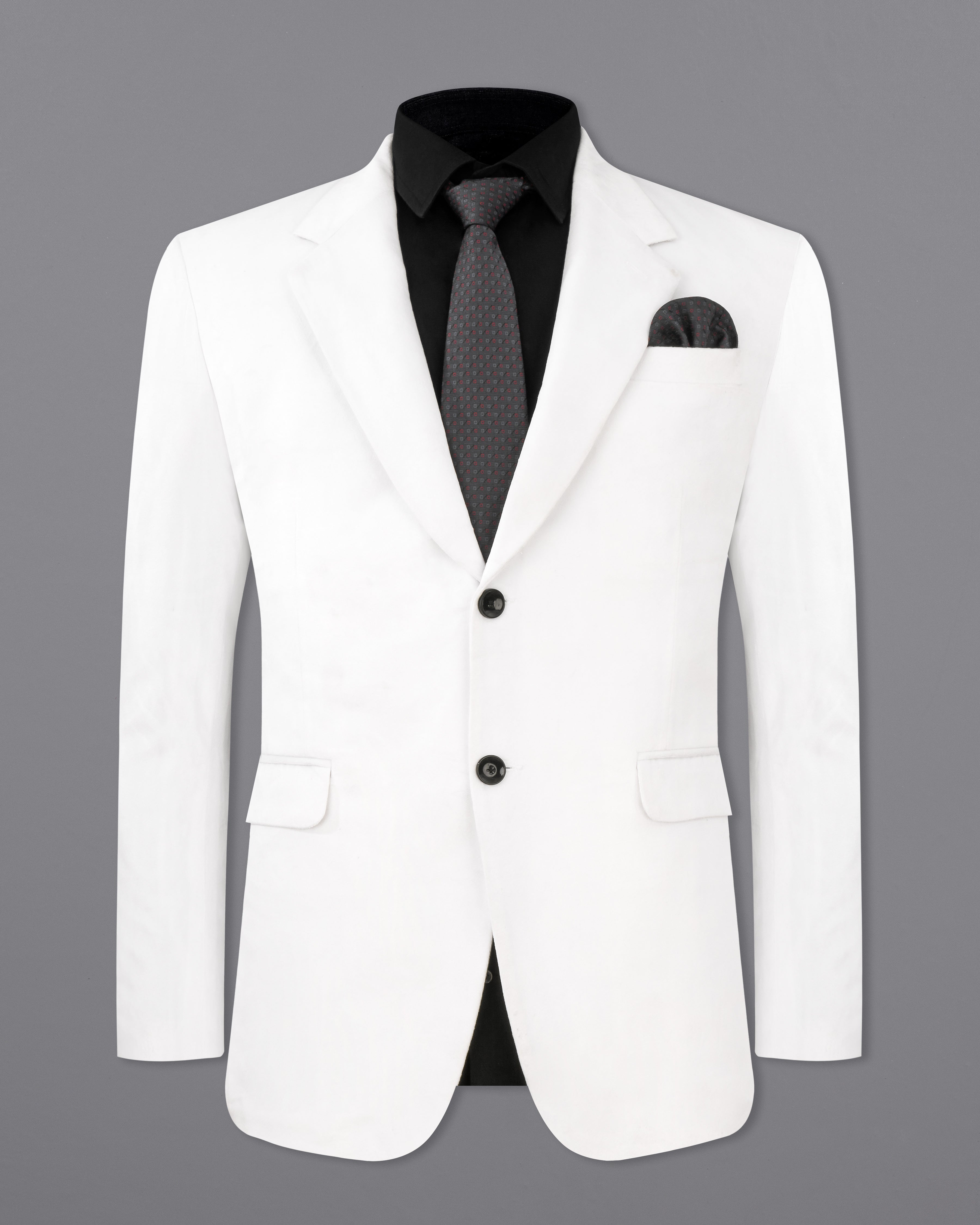 Rhino White Single Breasted Velvet Suit