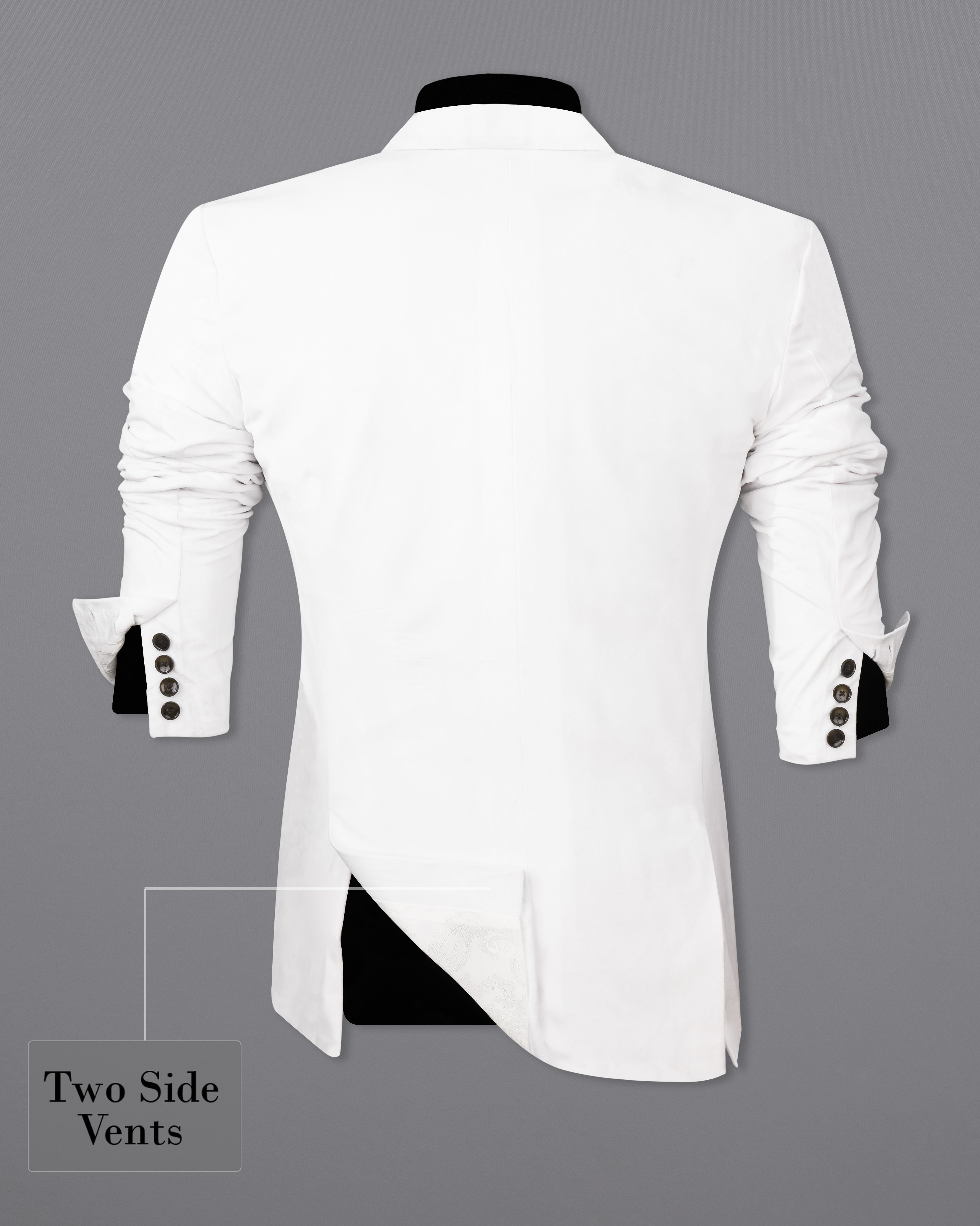 Rhino White Single Breasted Velvet Suit