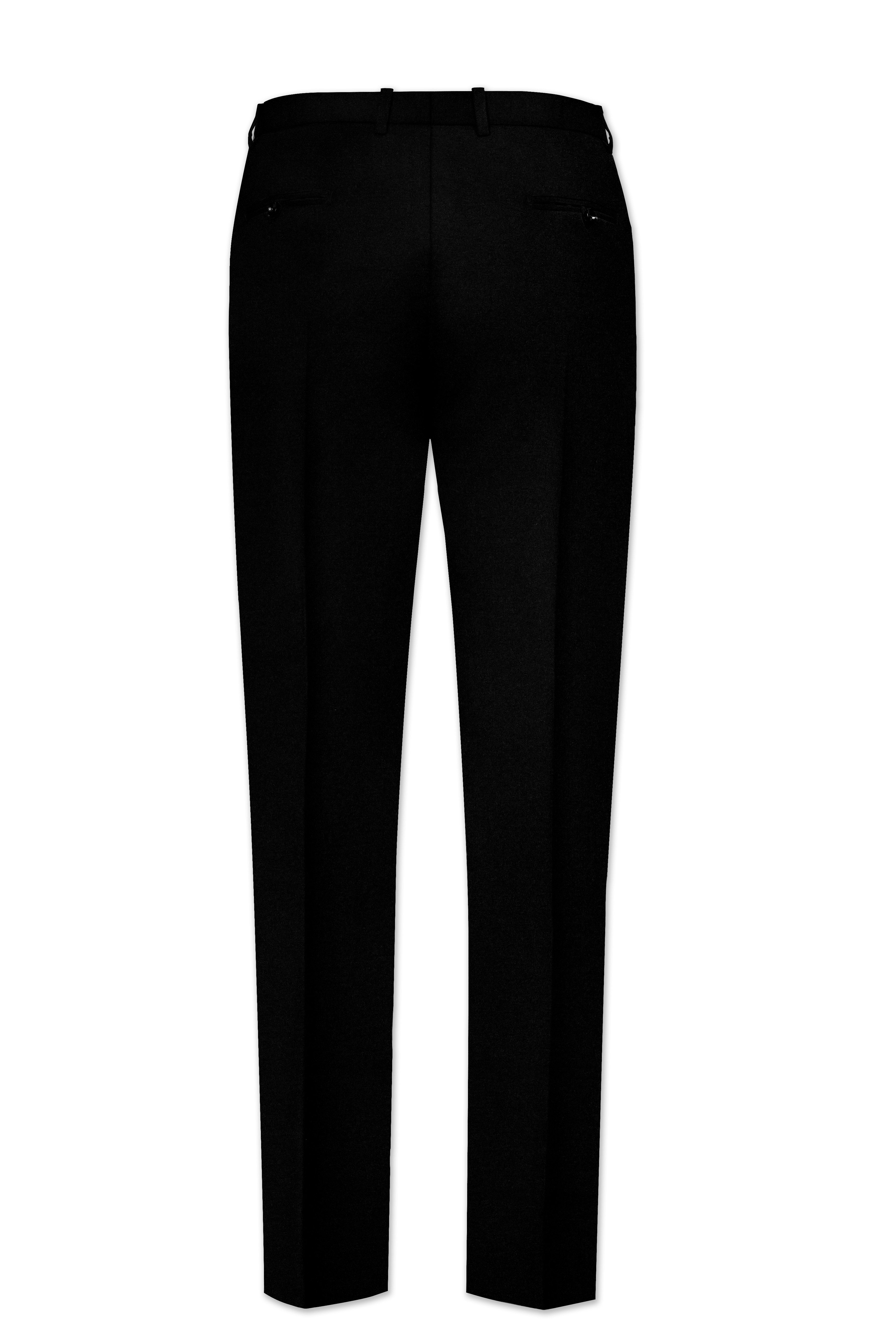 Noirex-Korean Black (The Best Black We Have) Cross Placket 4-Way Stretch Wrinkle-Free Fluid Drape Fabric Bandhgala Suit