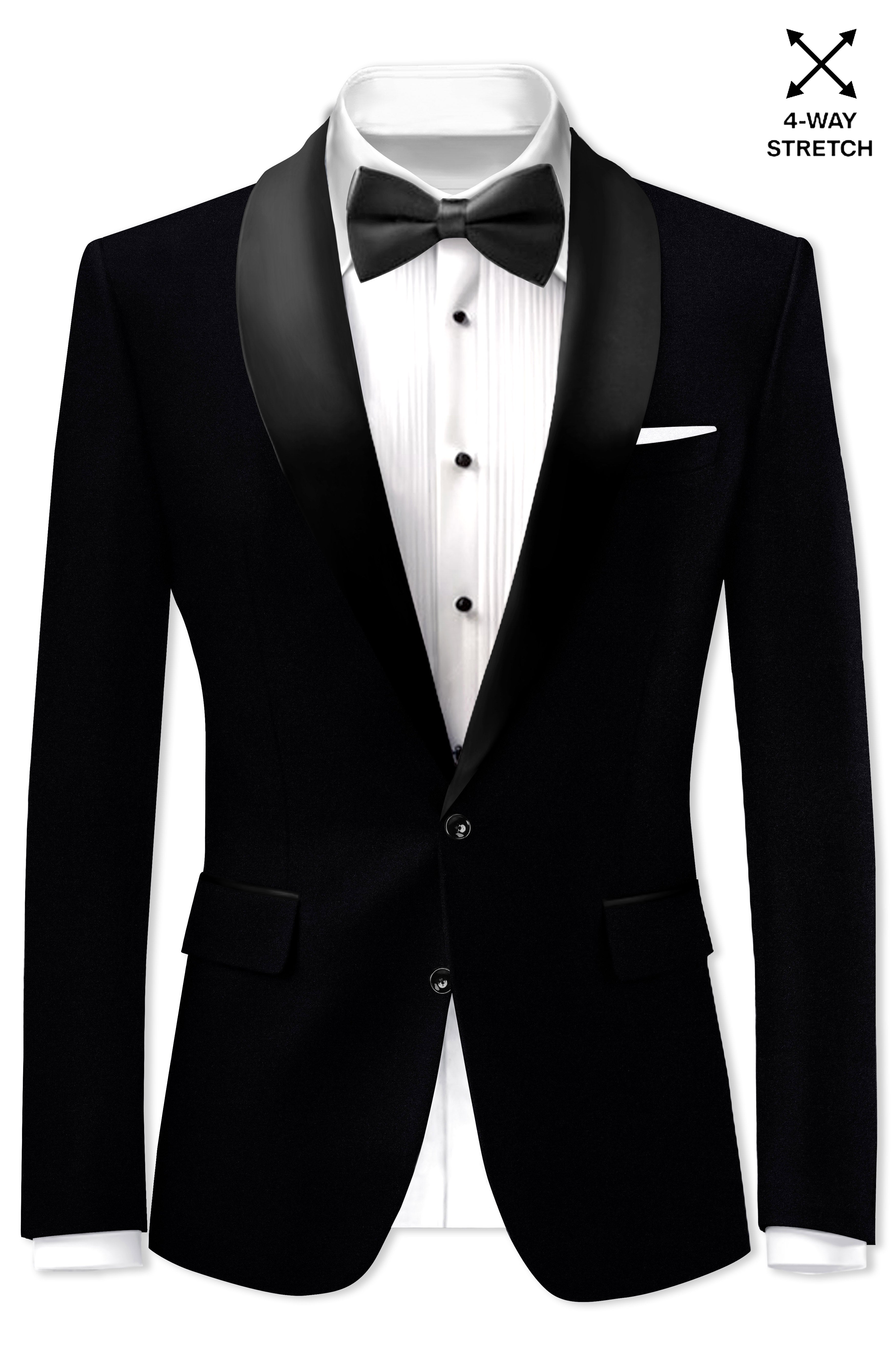 Noirex-Korean Black (The Best Black We Have) 4-Way Stretch Wrinkle-Free Tuxedo Designer Suit
