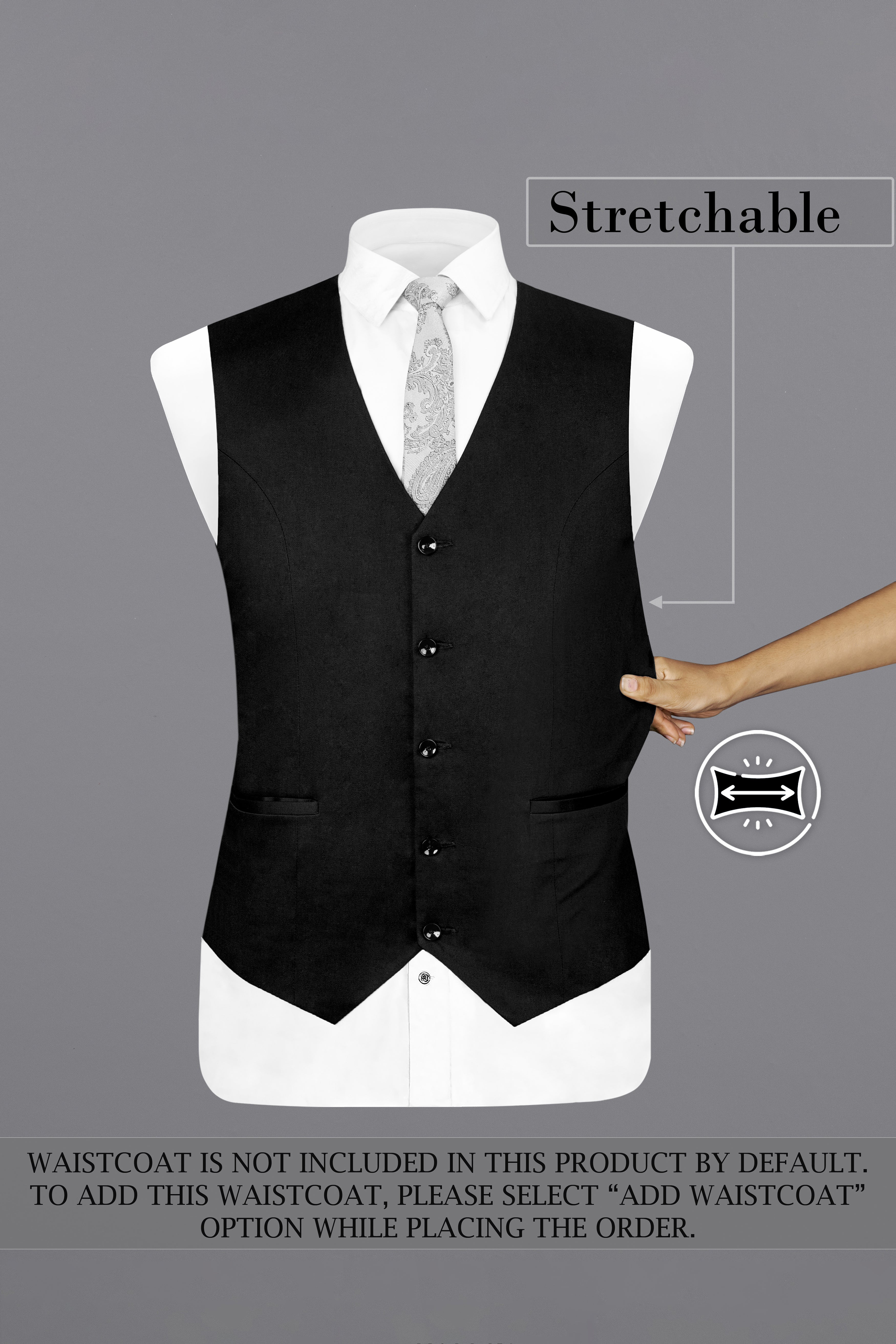 Jade Black Solid Stretchable Premium Cotton Double Breasted Traveler Suit