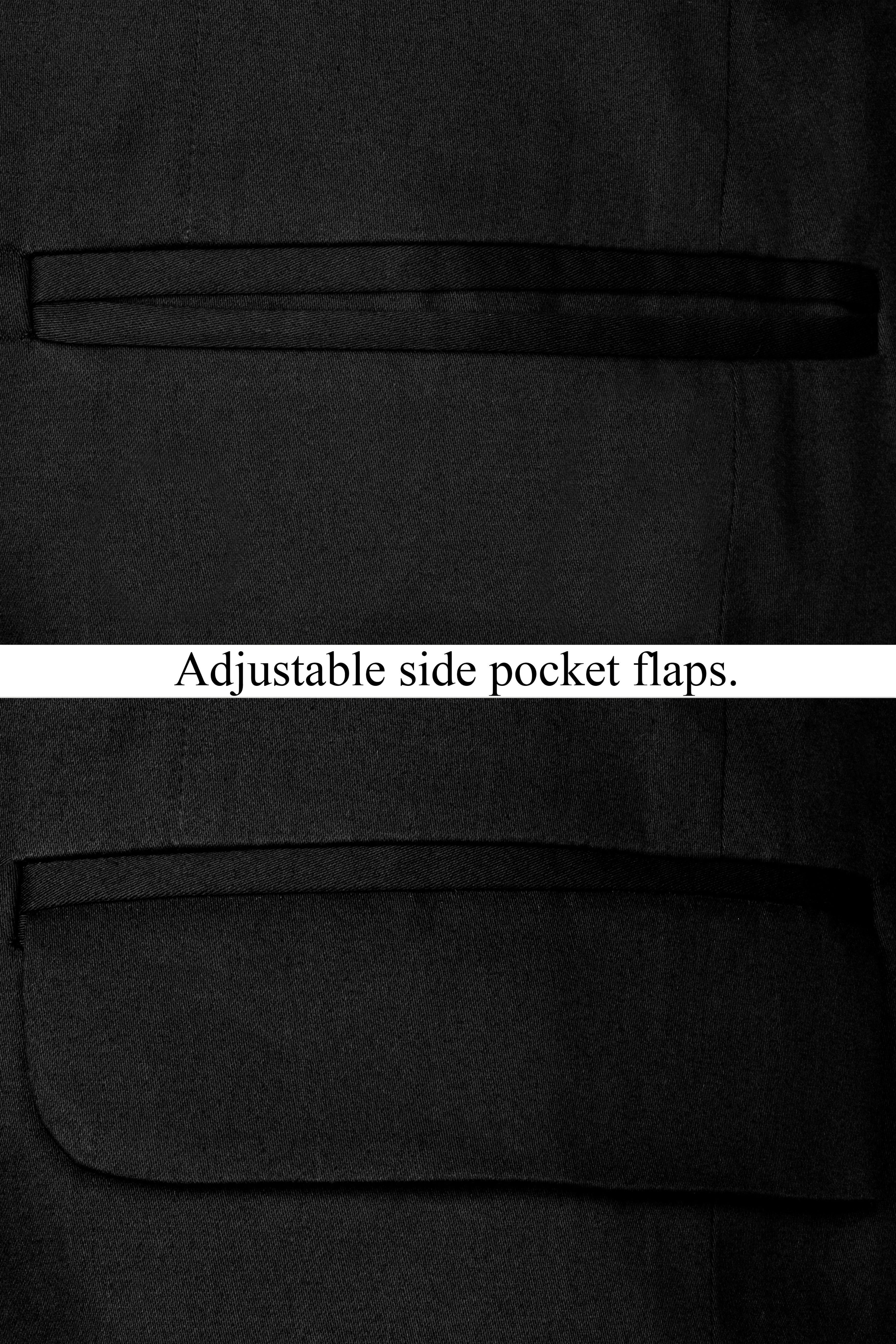 Jade Black Solid Stretchable Premium Cotton Double Breasted Traveler Suit