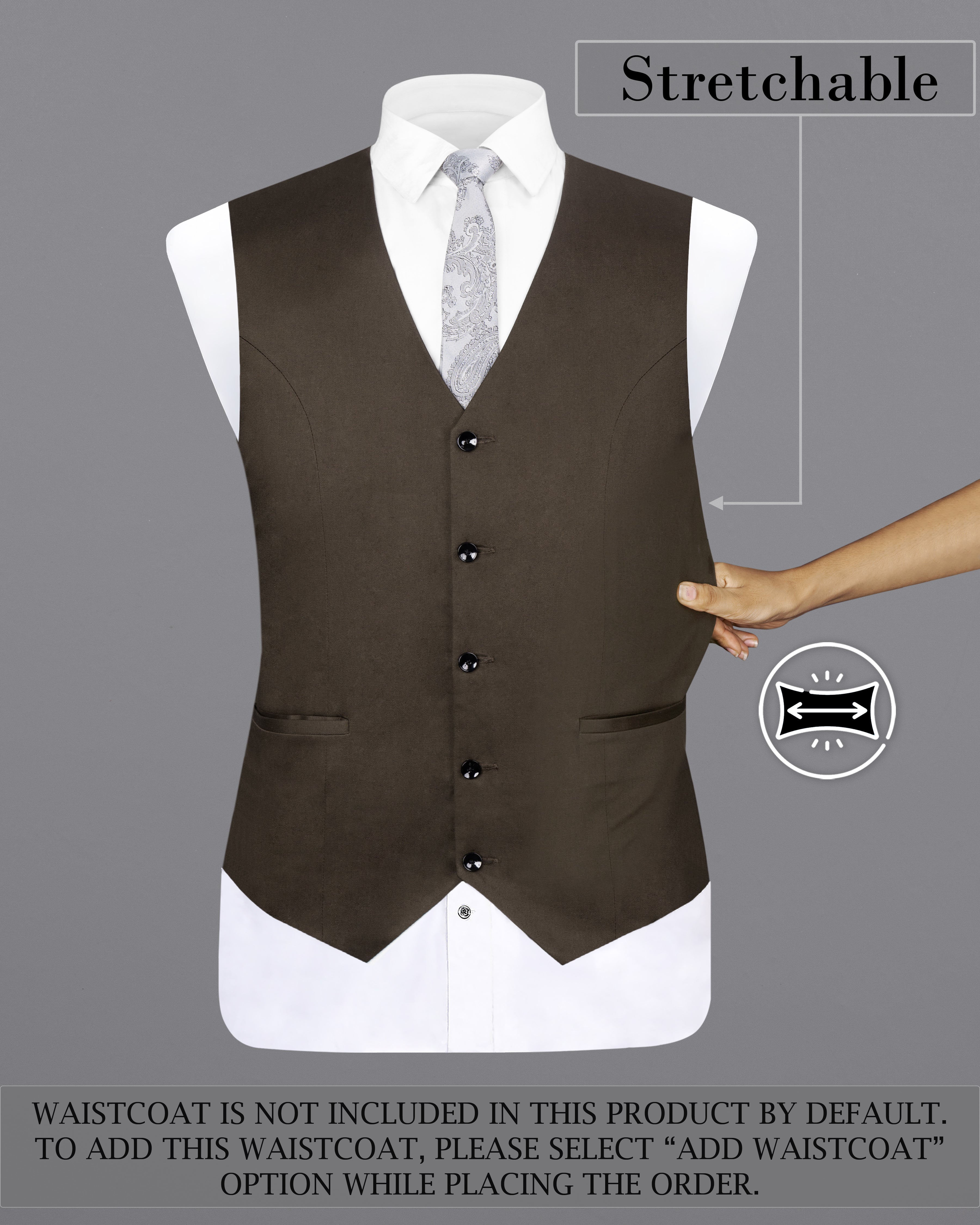 Walnut Brown Solid Stretchable Premium Cotton Traveler Suit