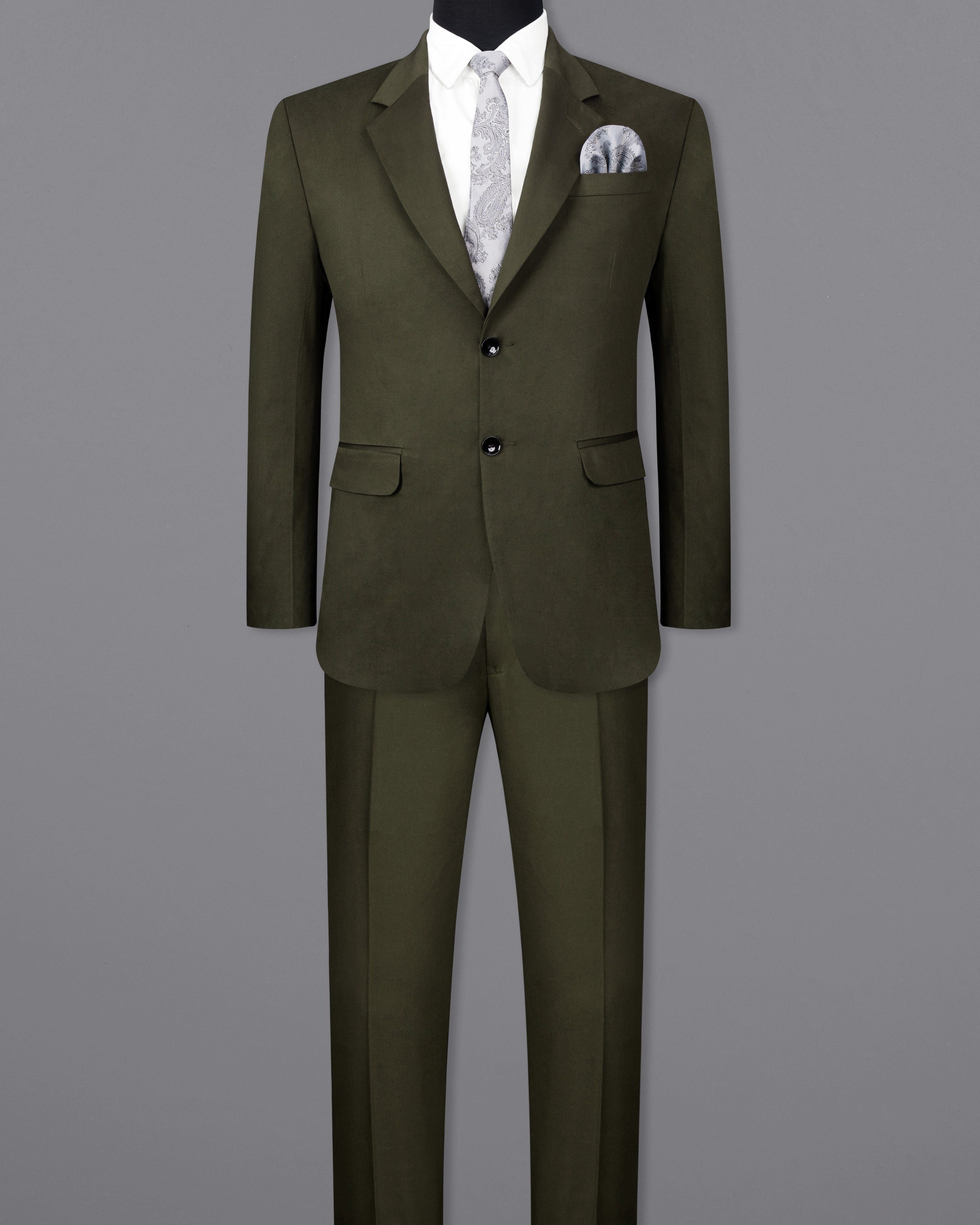 Taupe Green Solid Stretchable Premium Cotton Traveler Suit ST2642-SB-36, ST2642-SB-38, ST2642-SB-40, ST2642-SB-42, ST2642-SB-44, ST2642-SB-46, ST2642-SB-48, ST2642-SB-50, ST2642-SB-52, ST2642-SB-54, ST2642-SB-56, ST2642-SB-58, ST2642-SB-60